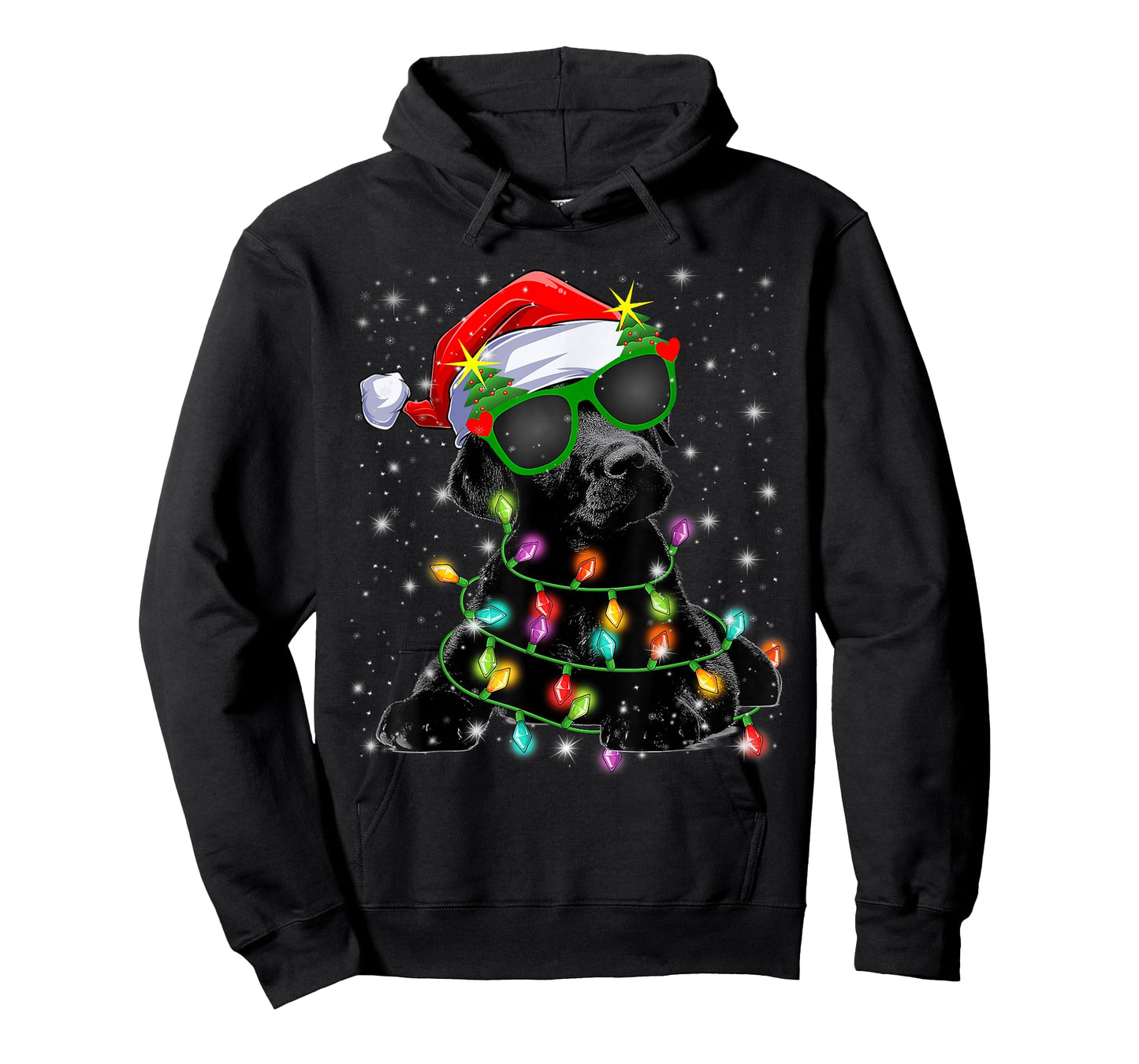 Black Labrador Christmas Tree Lights Dog Xmas Funny T-Shirt