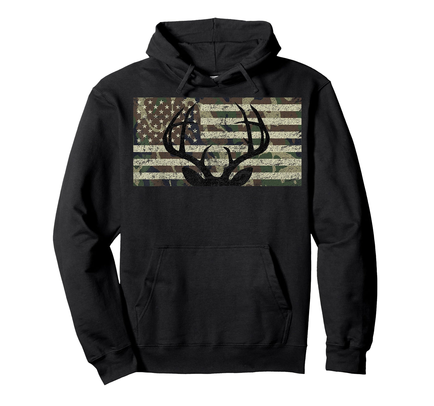 Deer Hunting Camo American Flag Buck Antlers Hunter Country T-Shirt
