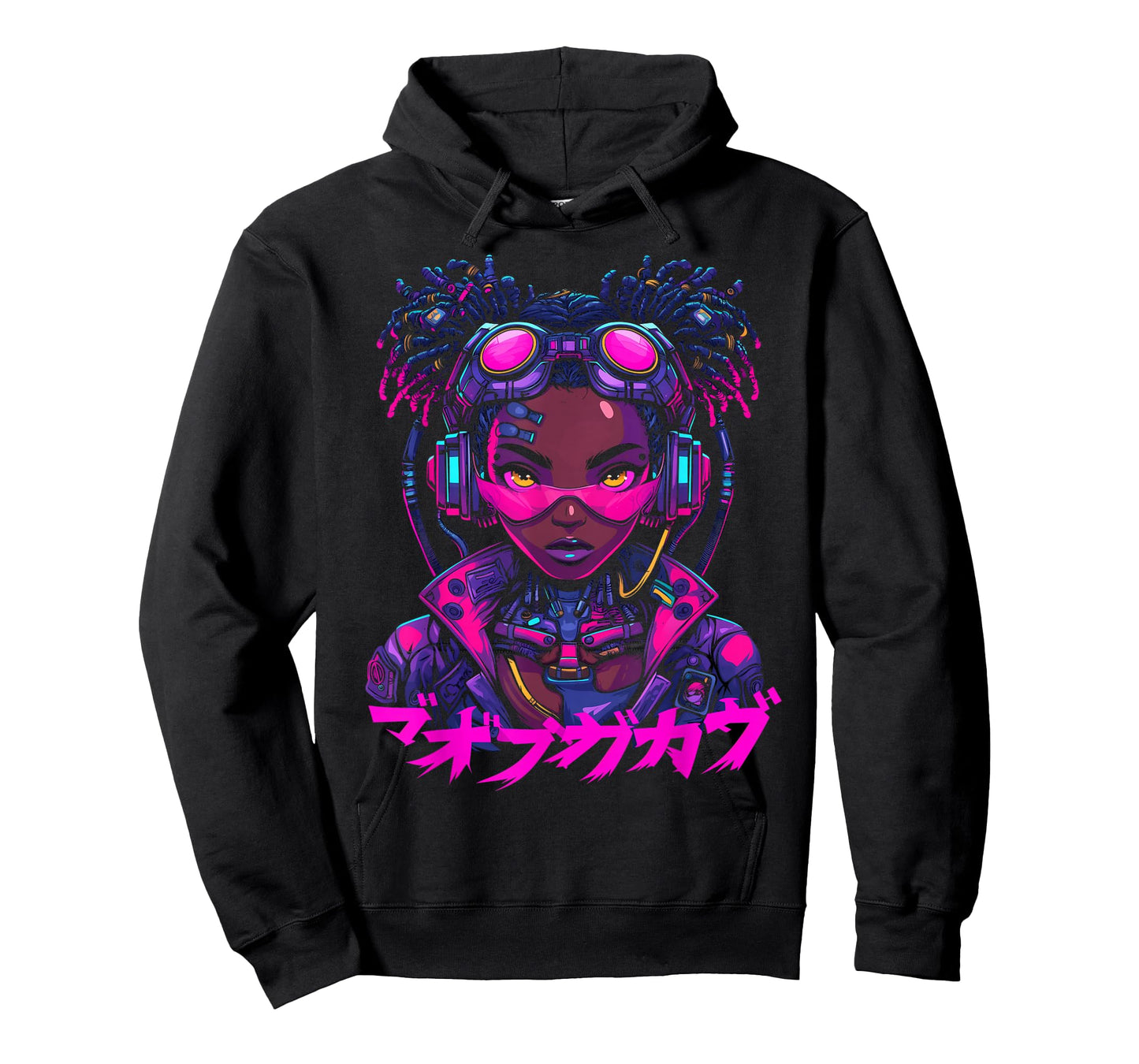 Harajuku Cyberpunk Black Girl Anime Manga Waifu Japanese T-Shirt