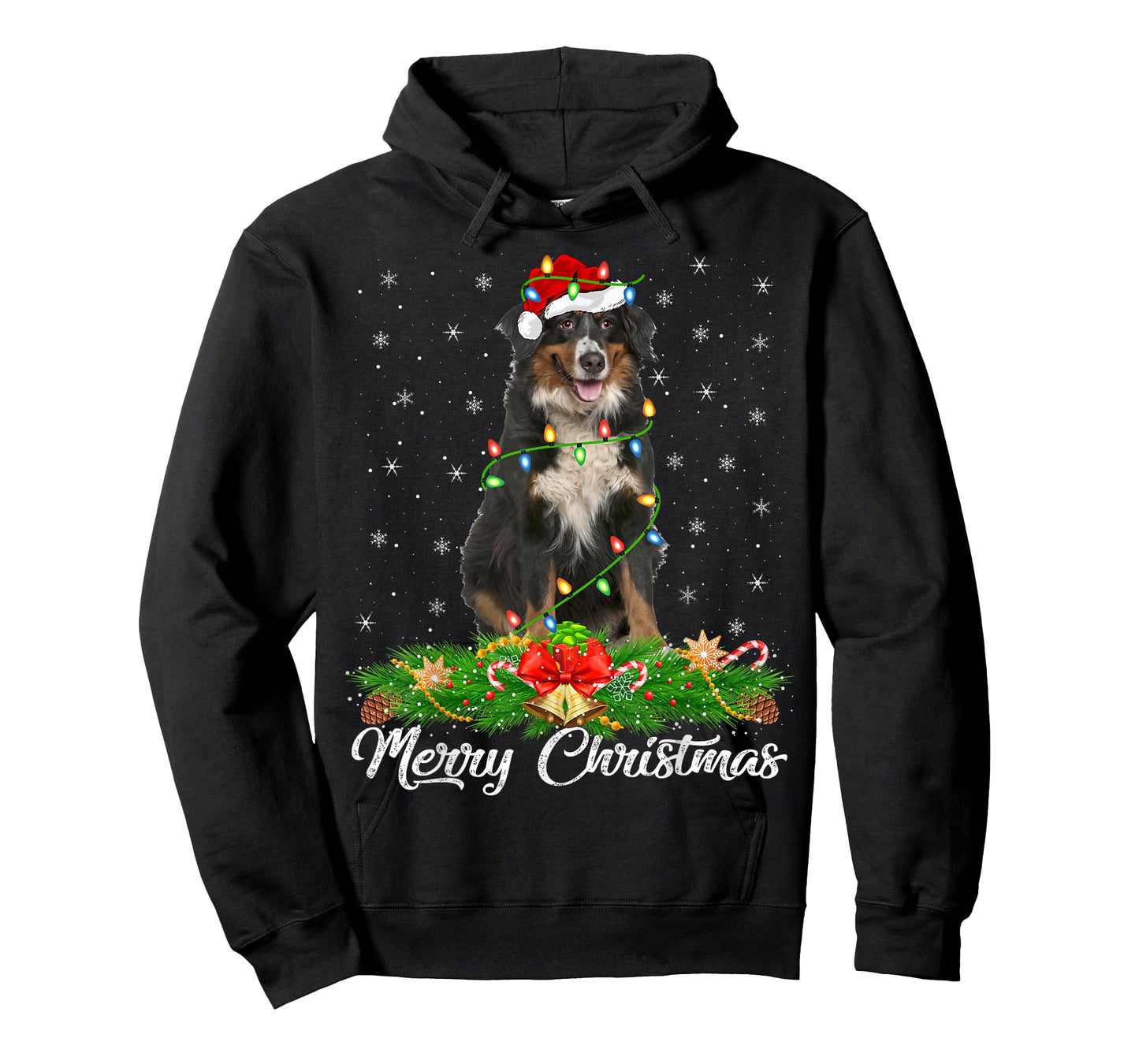 Xmas Lighting Decor Santa Hat Bernese Mountain Dog Christmas T-Shirt for Men Women Kids