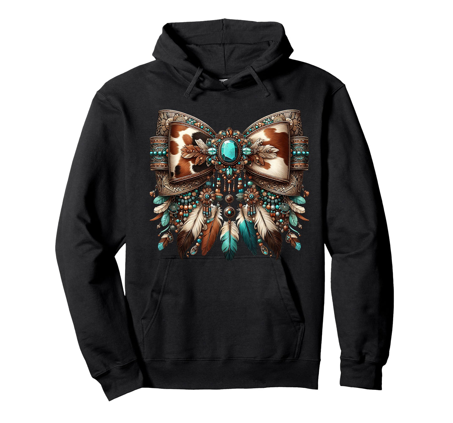 Western Girly Bow Cow Teal Turquoise Feathers Southwest Girl T-Shirt