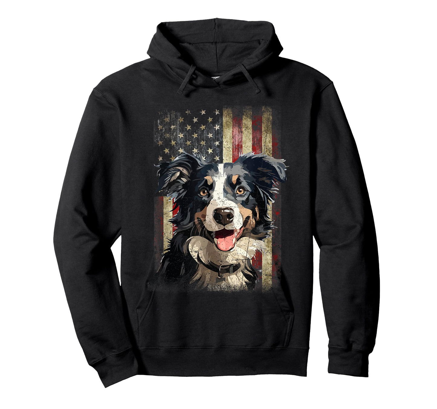 Patriotic Tricolor Border Collie Flag American USA Dog Lover Women Men T-Shirt