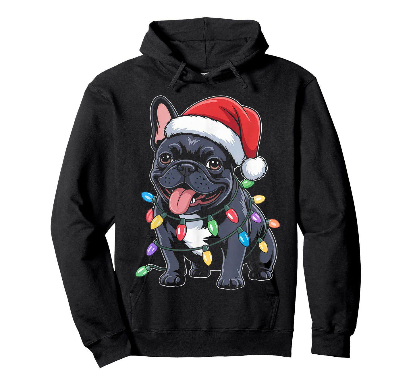 French Bulldog Santa Hat Christmas Lights Gifts T-Shirt