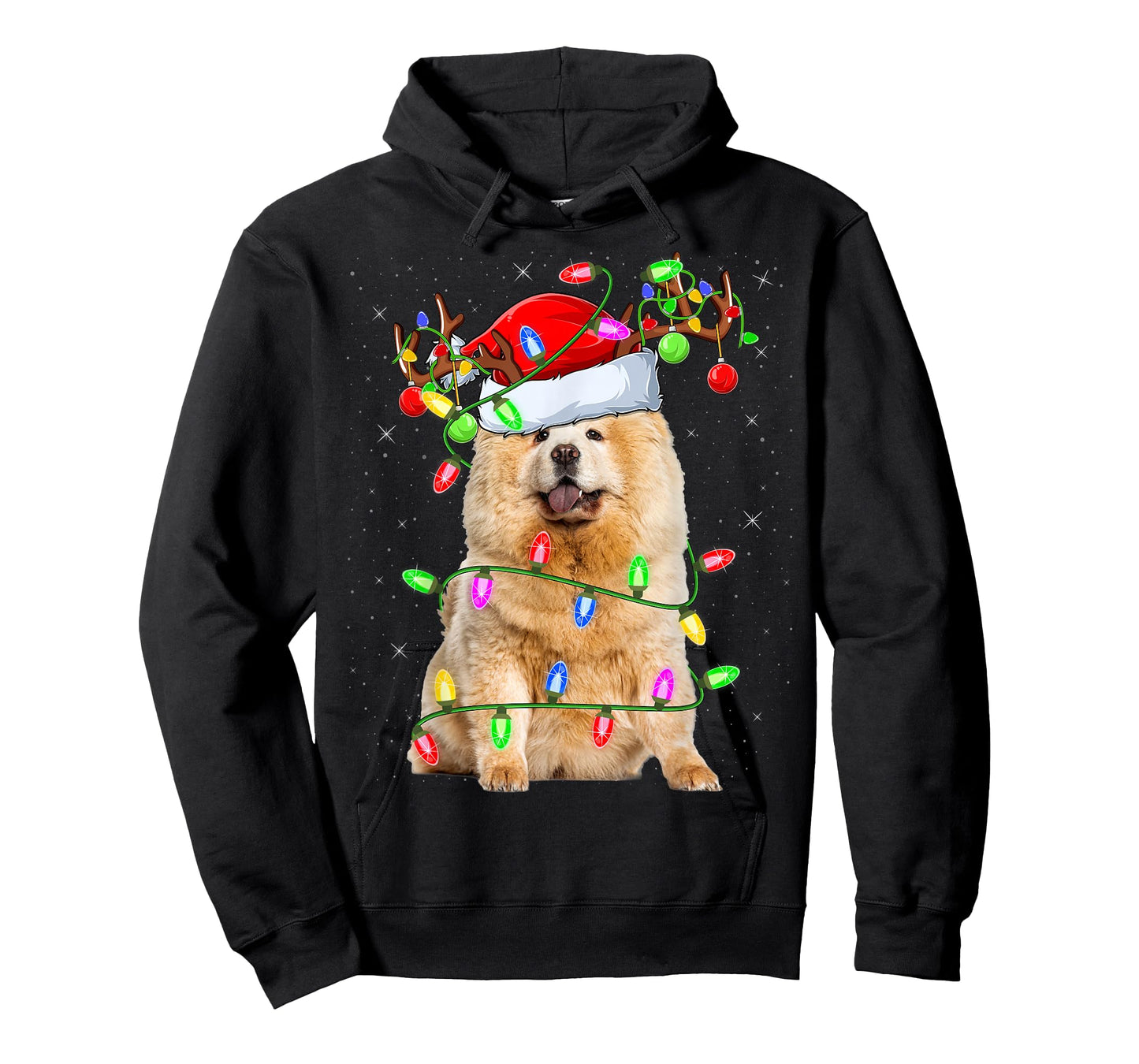 Chow Chow Dog Lover Xmas Lighting Santa Chow Chow Christmas T-Shirt