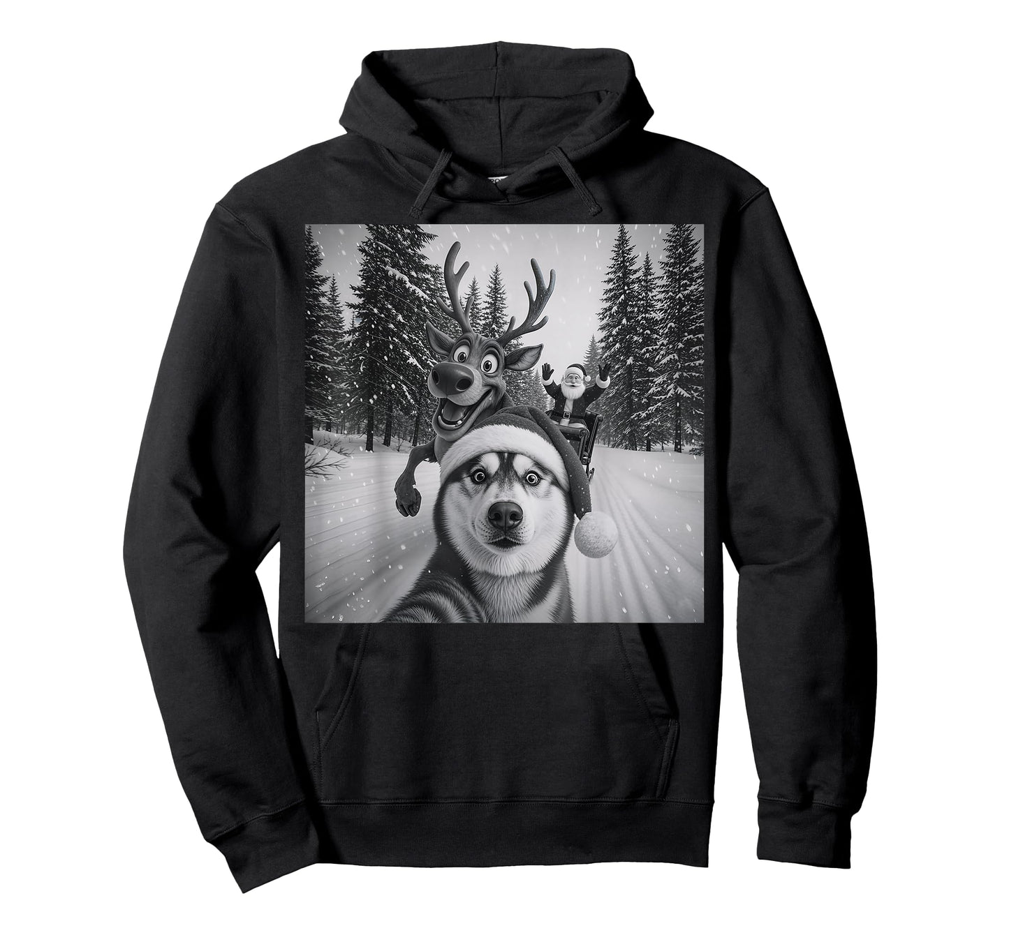 Funny Dog Selfie Christmas Reindeer Boys Husky Christmas T-Shirt