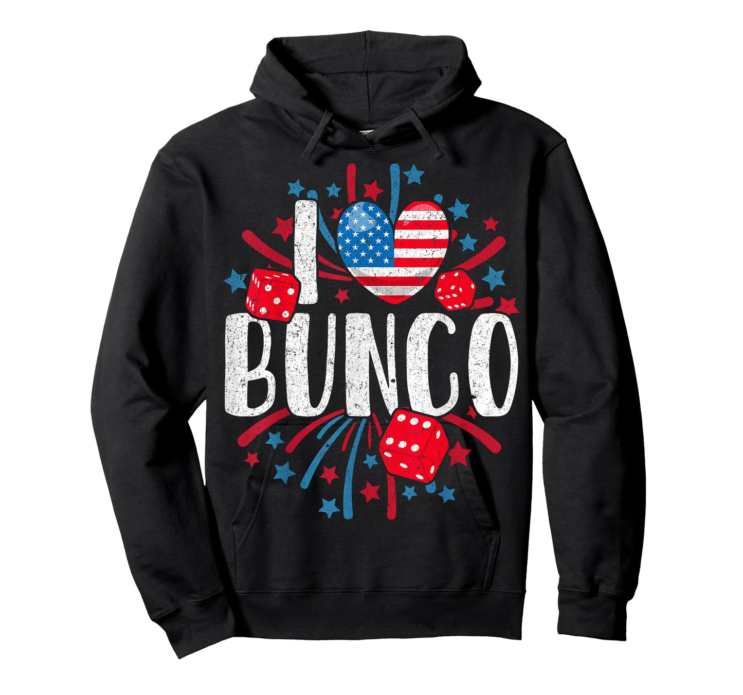 I Love Bunco USA Patriotic Dice Game 4th of July Fireworks T-Shirt