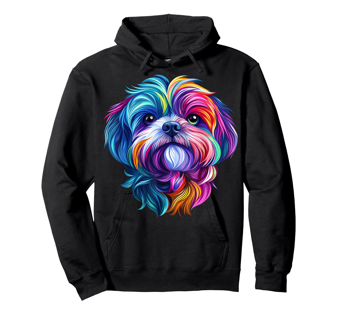 Colorful Shih Tzu Face Cute Puppy Dog Lover Men Women Black T-Shirt