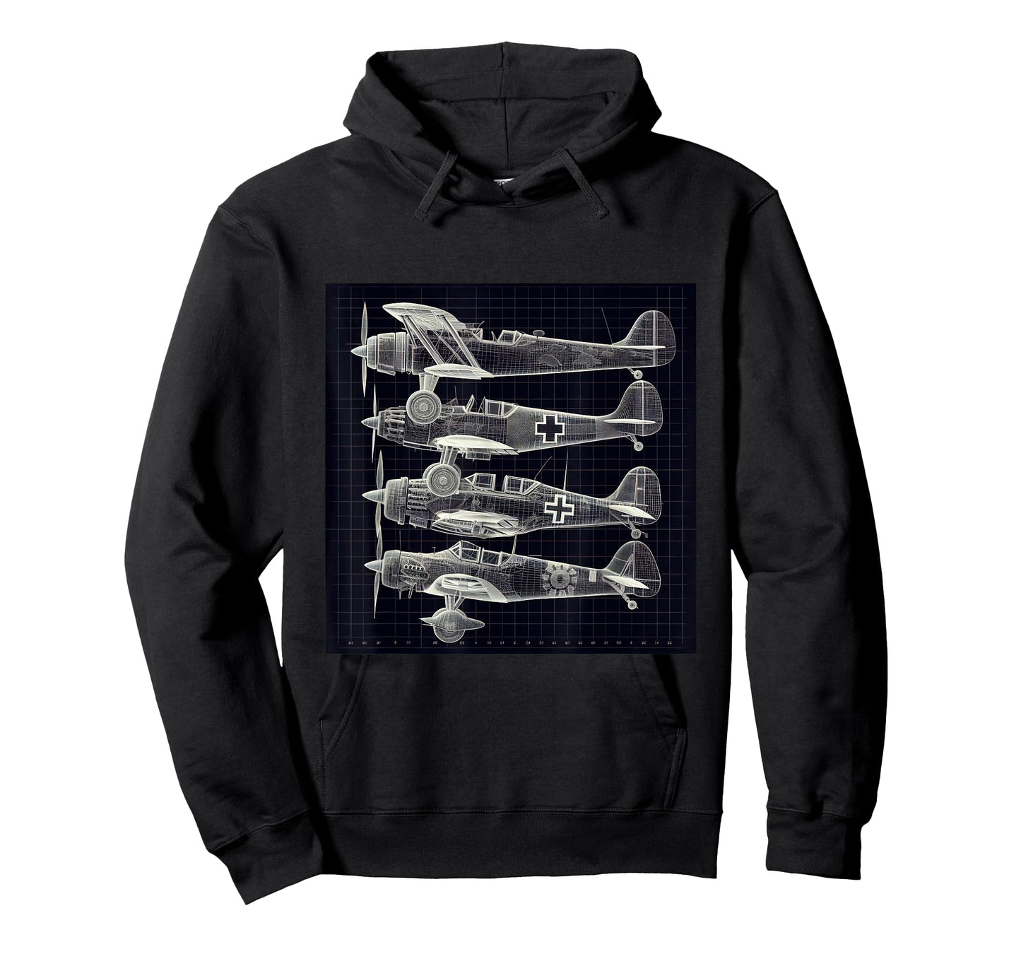 WW2 Airplane Wireframe Blueprint WWII Warplanes T-Shirt