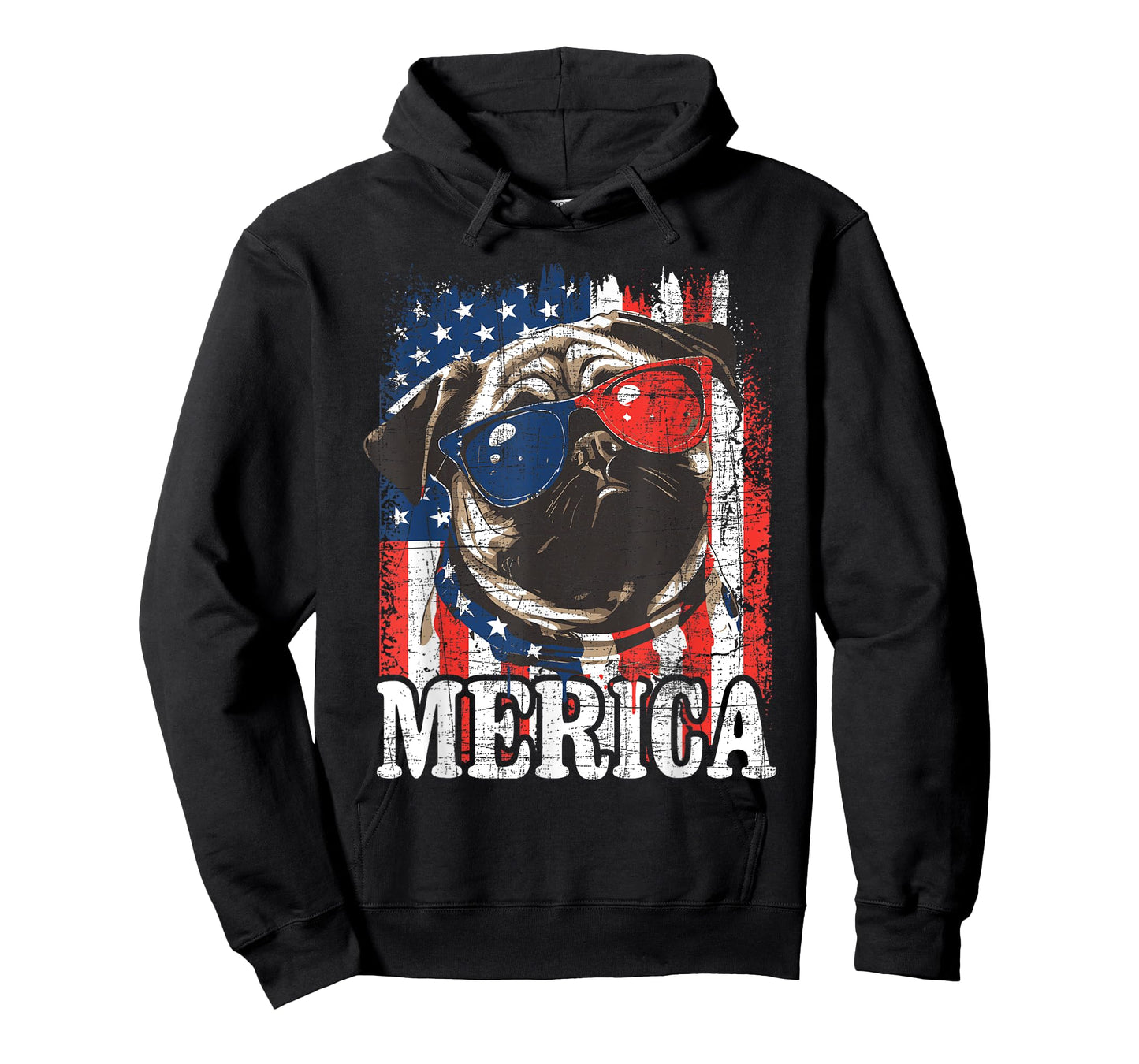 Merica - USA Flag Patriotic Pug Dog Owner Puppy Pet Trainer T-Shirt