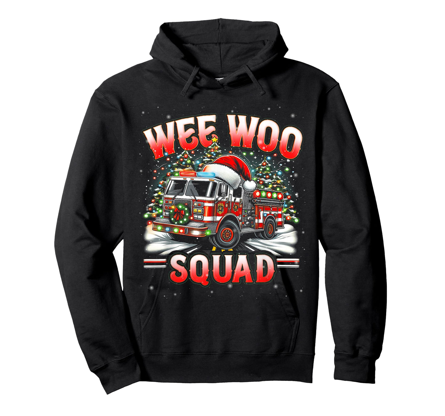 Wee Woo Squad Firefighter Fire Truck Fireman Merry Christmas T-Shirt