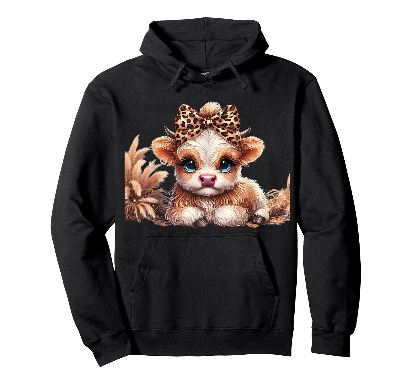 Cute Baby Highland Cow With flowers Calf Animal Leopard T-Shirt