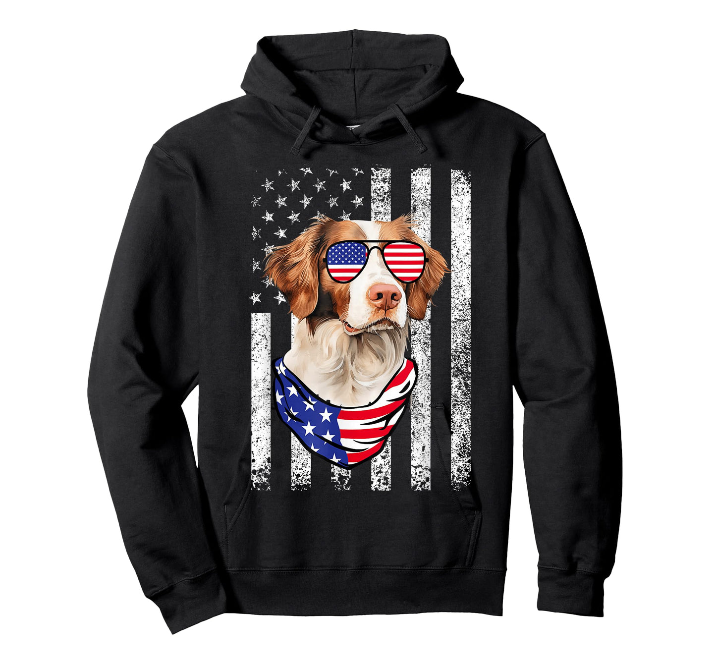 Brittany Spaniel American Flag USA Patriotic 4th of July T-Shirt