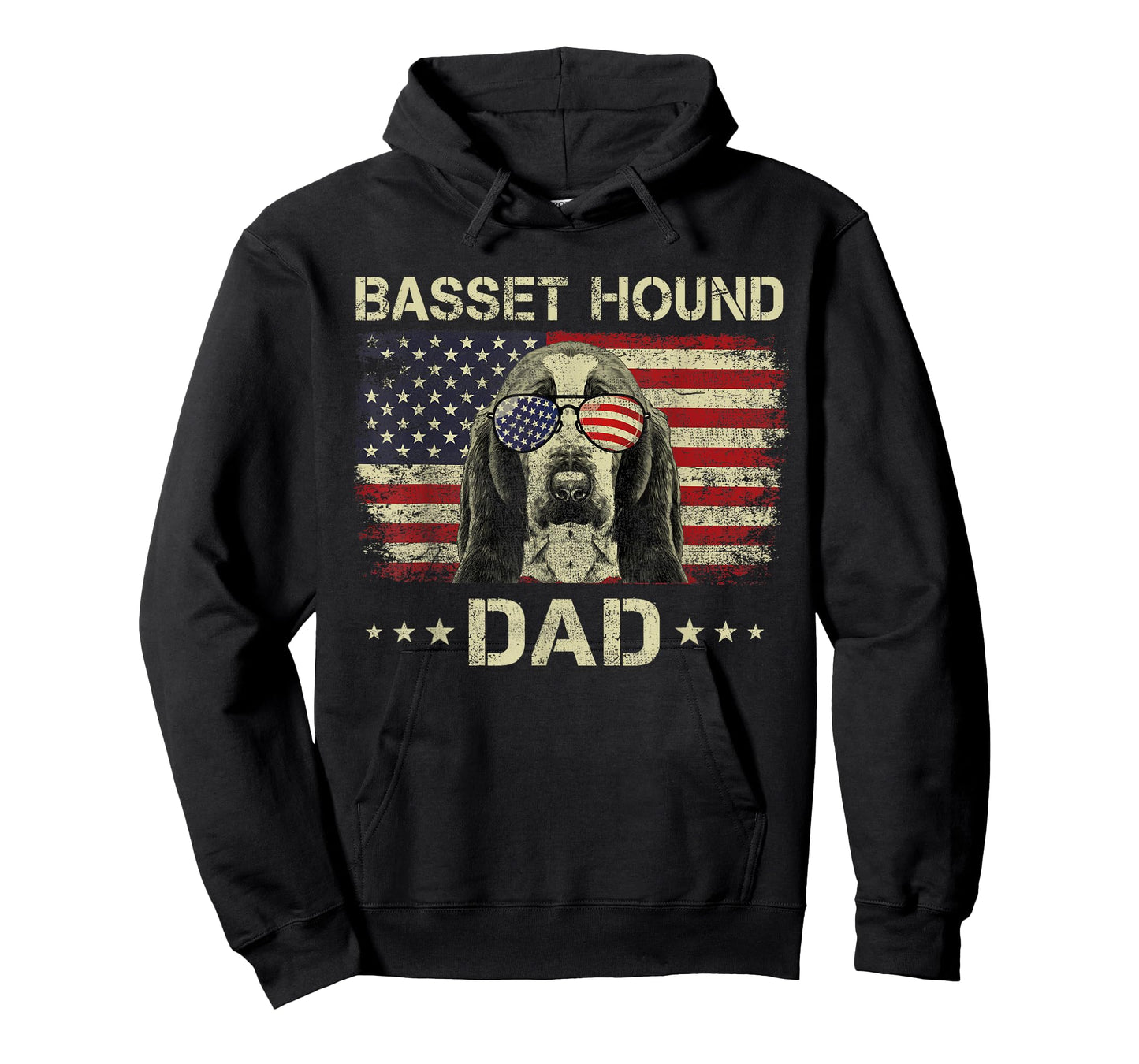Basset Hound Dad Dog Lovers American Flag 4th Of July T-Shirt