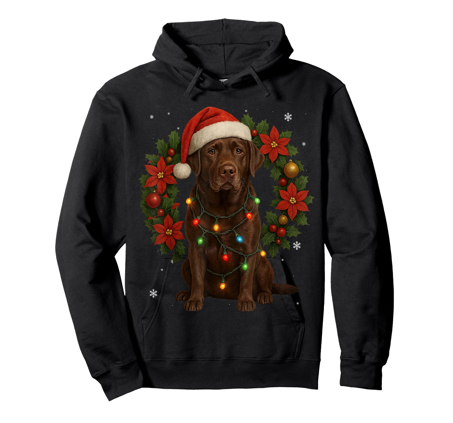 Chocolate Labrador Christmas Dog Festive Wreath Xmas T-Shirt
