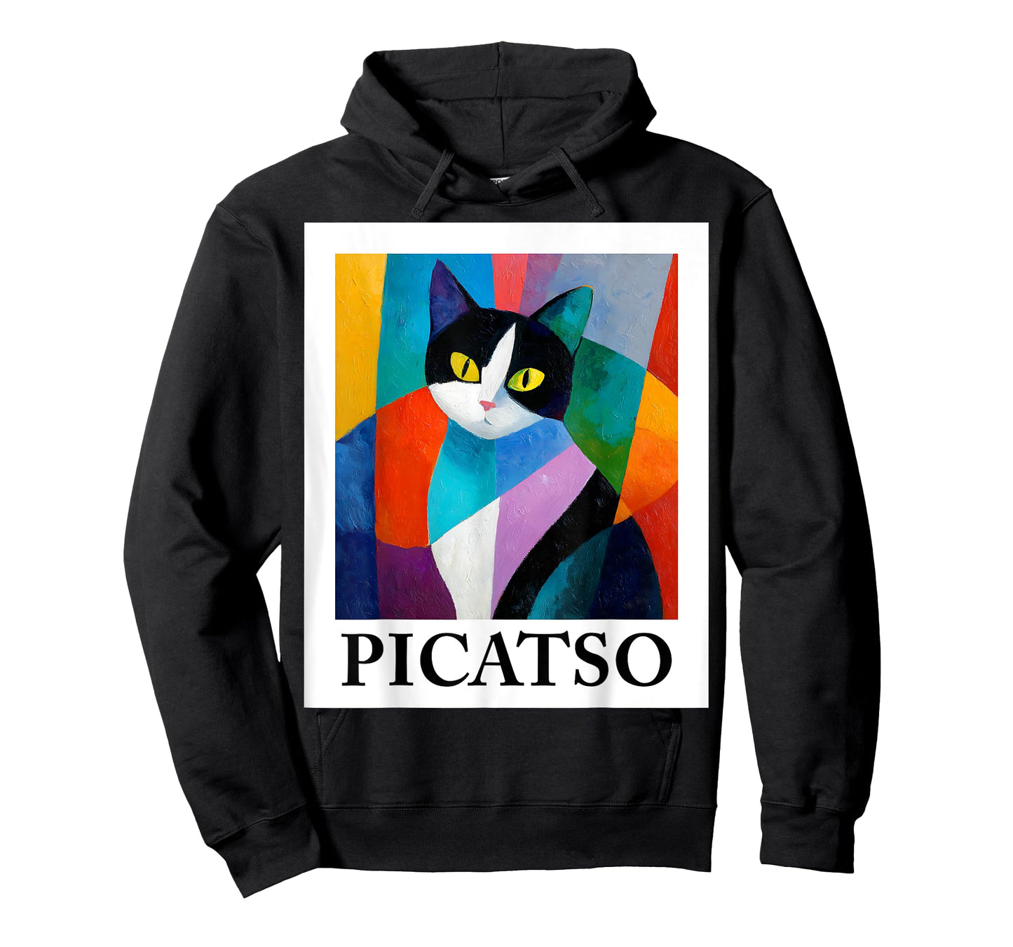 Colorful Cubist Cat Art Design – Funny Abstract Picatso T-Shirt
