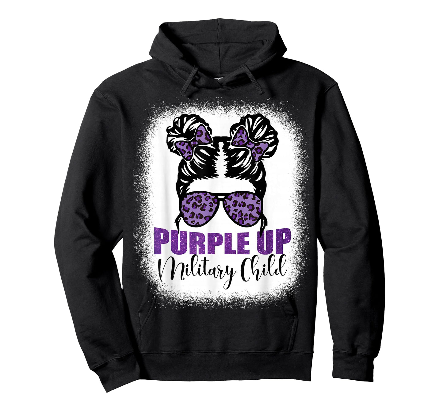 Purple up for military kids Messy bun Military child Month T-Shirt
