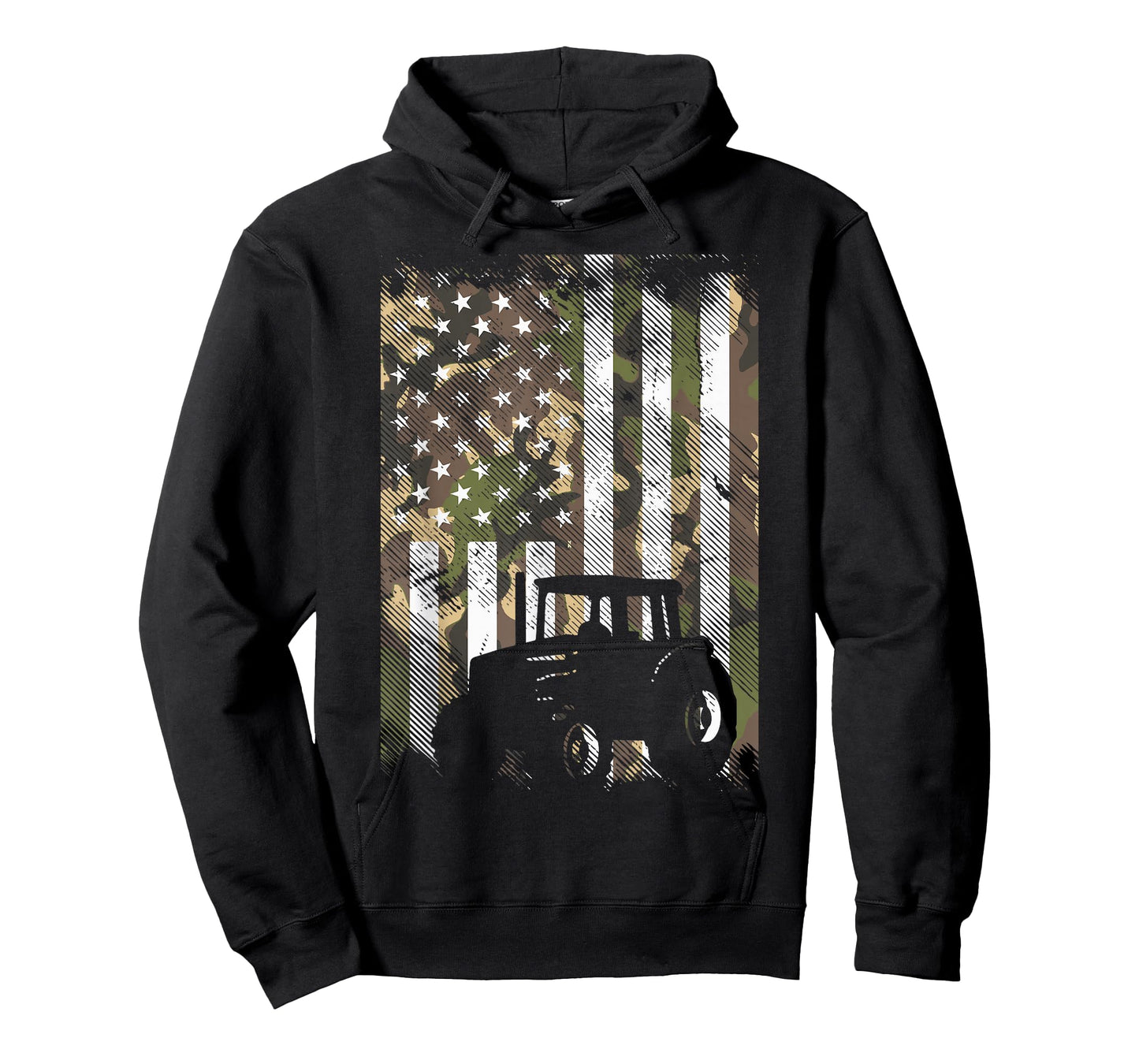 Camo Flag Tractor Vintage Farm Truck Patriotic Farmer Gift T-Shirt