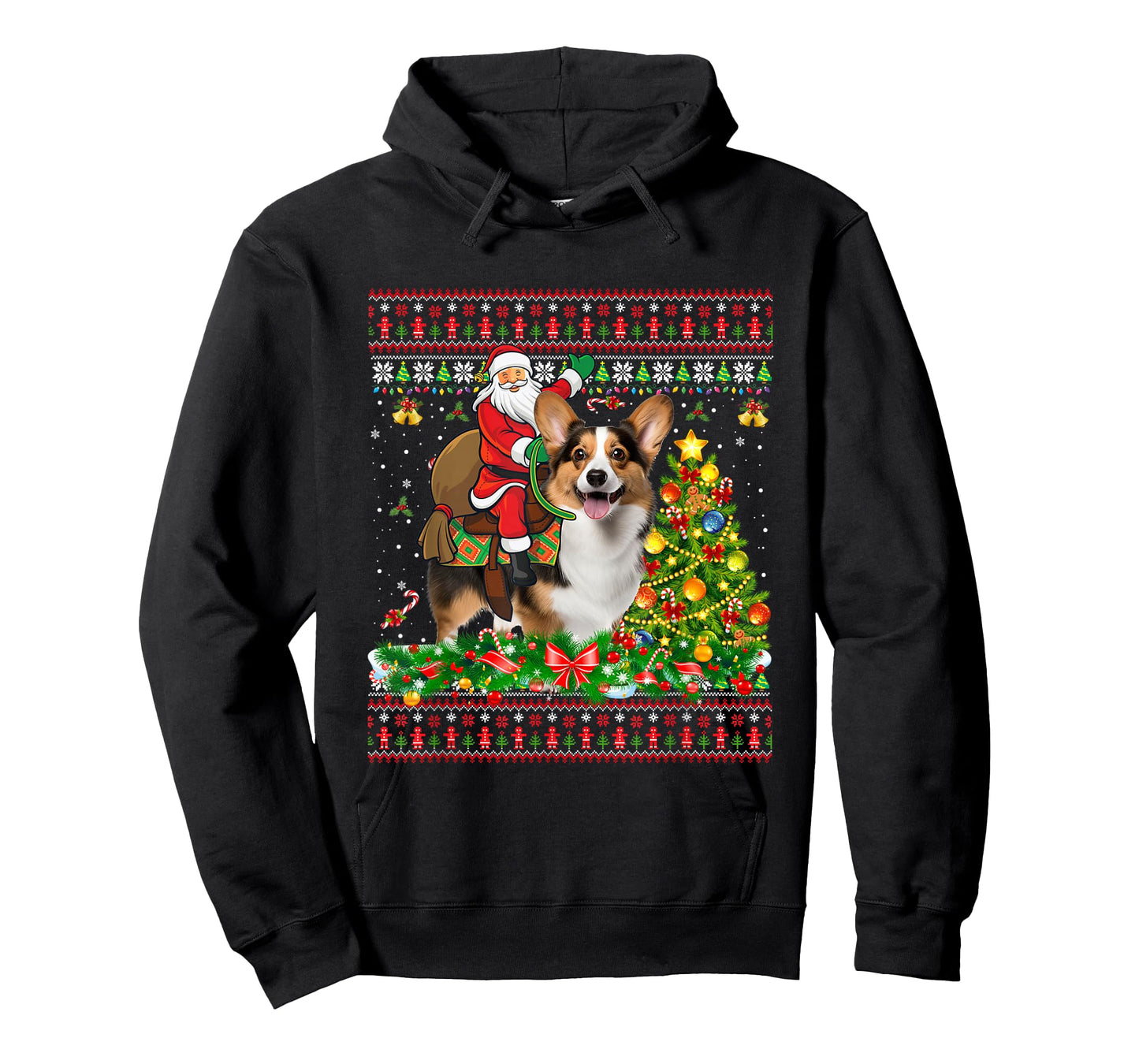 Xmas Sweater Ugly Santa Riding Corgi Dog Christmas T-Shirt