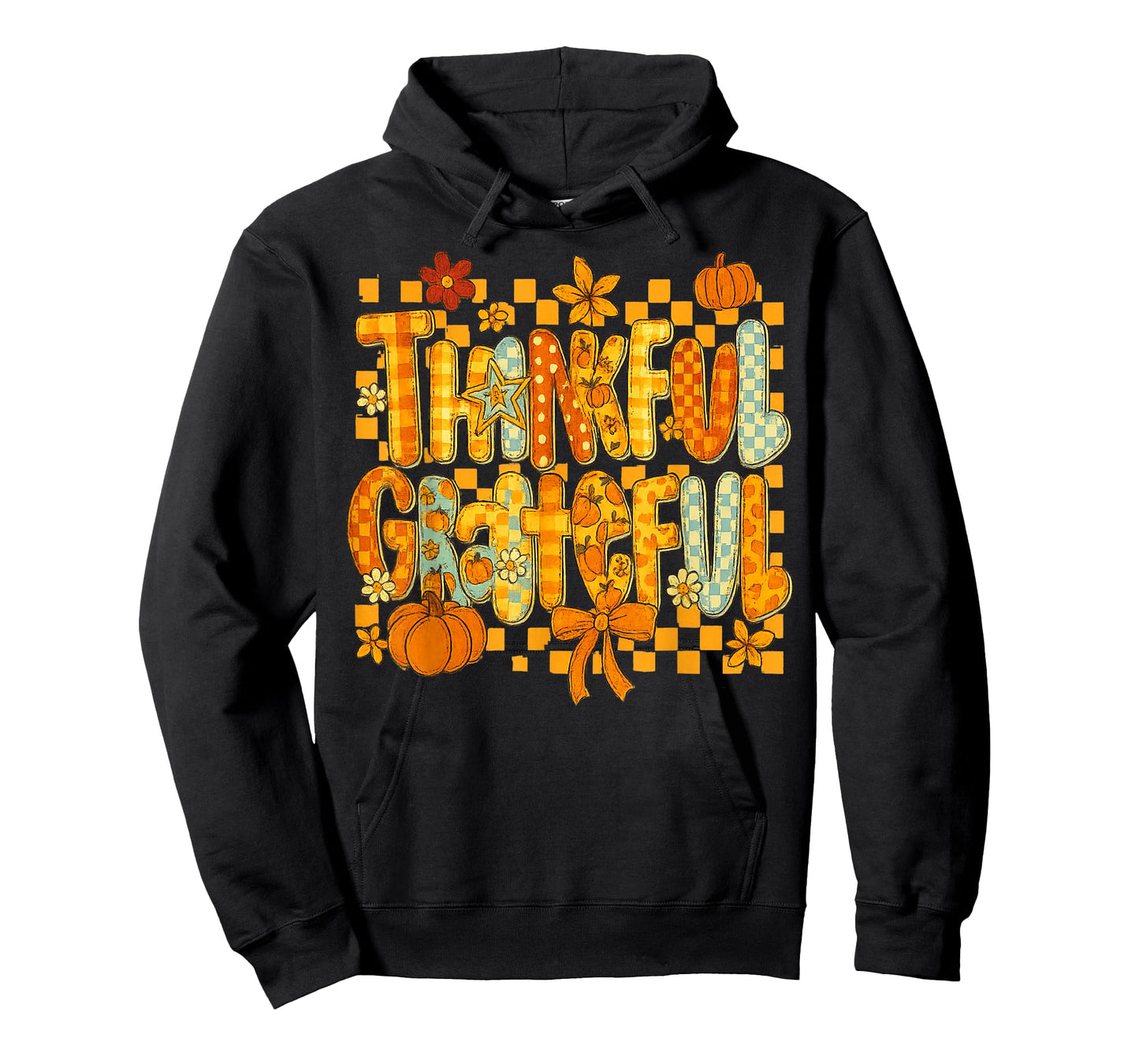 Thankful Grateful Funny Pumpkin Flowers Funny Thanksgiving T-Shirt