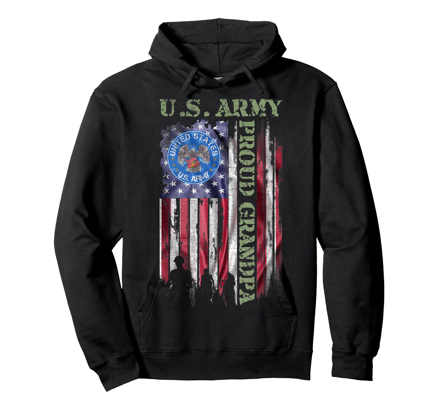 Vintage USA American Flag US Army Proud Veteran Grandpa T-Shirt