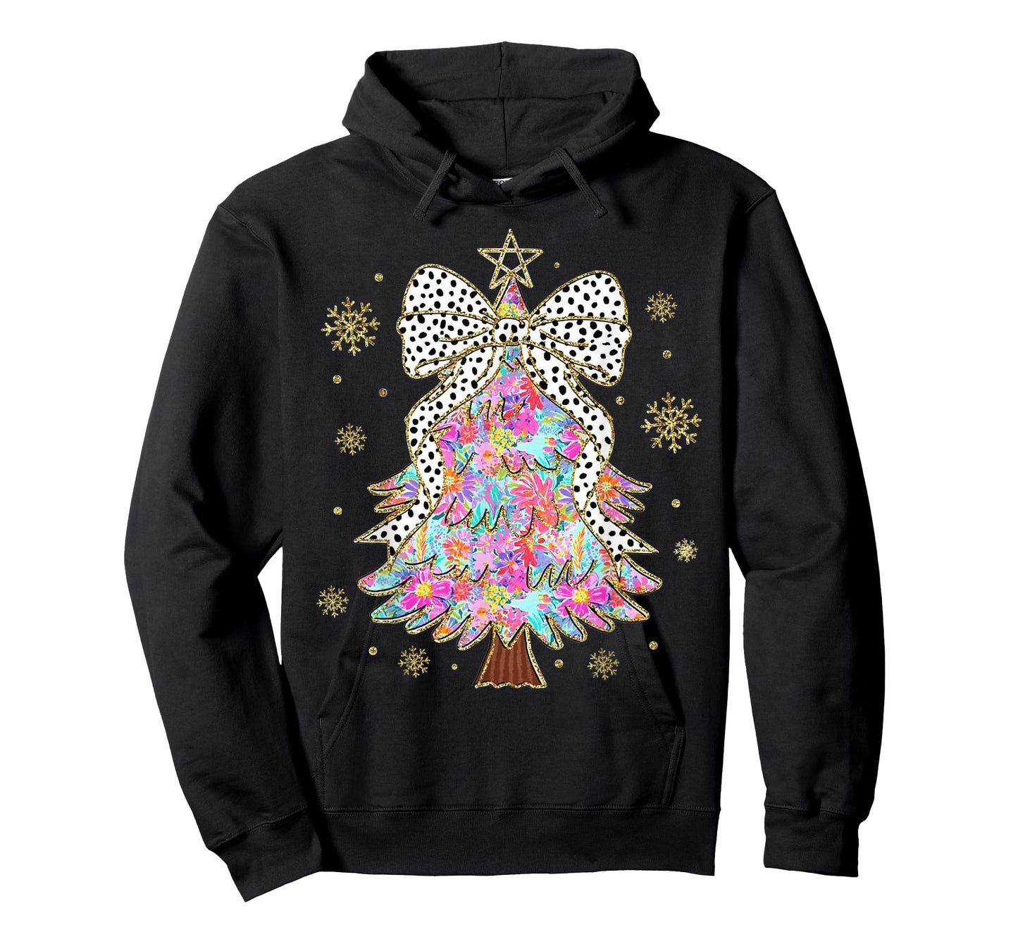 Bling Bling Floral Christmas Tree with Bow Festive Xmas T-Shirt