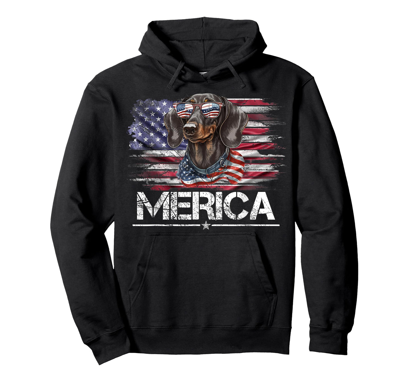 Vintage Dachshund Dog, Merica Weiner Dog USA Flag Funny Women Kids Men T-Shirt