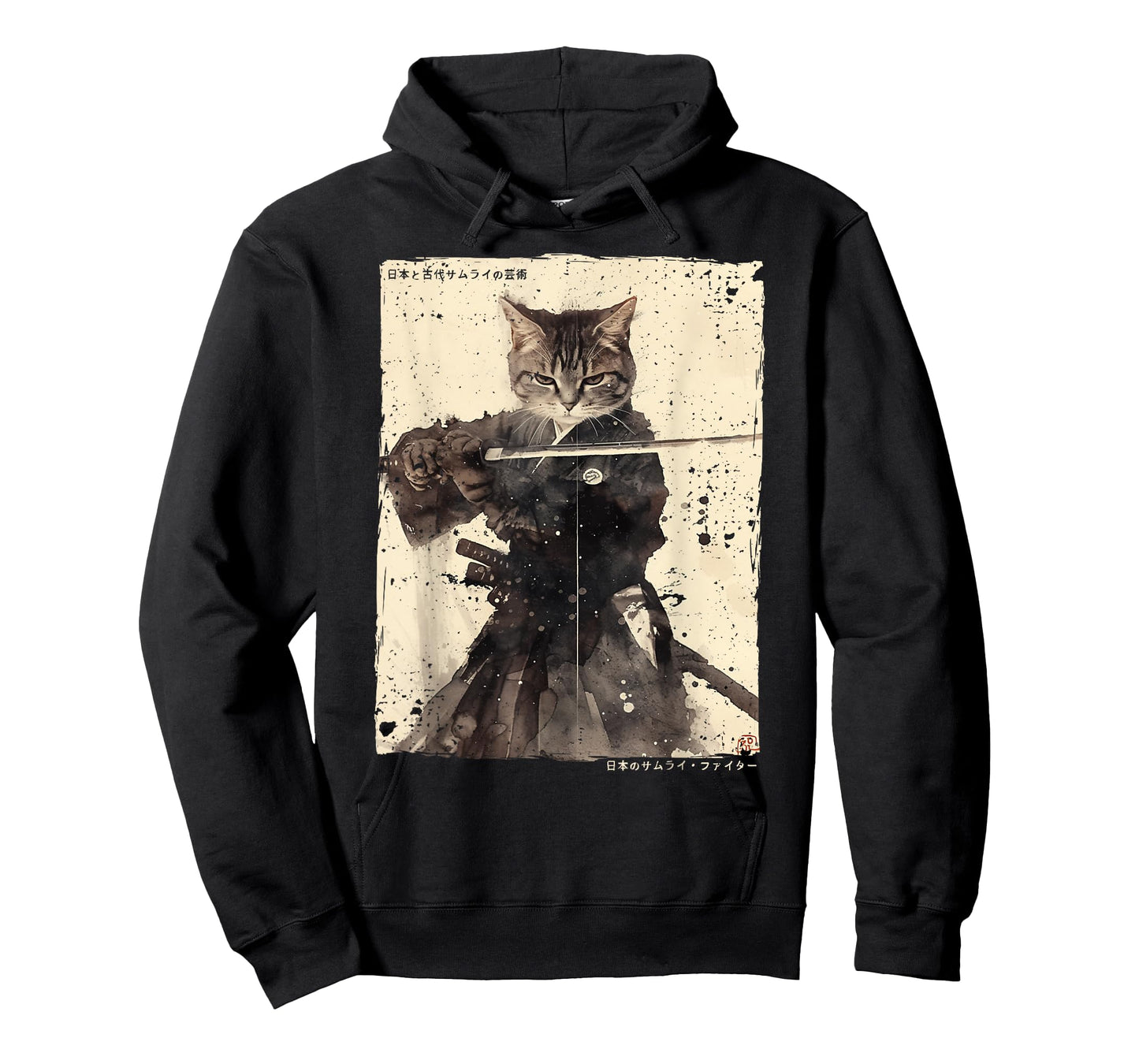 Samurai Cat Warrior Ukiyo Ink Artwork Cat Samurai T-Shirt