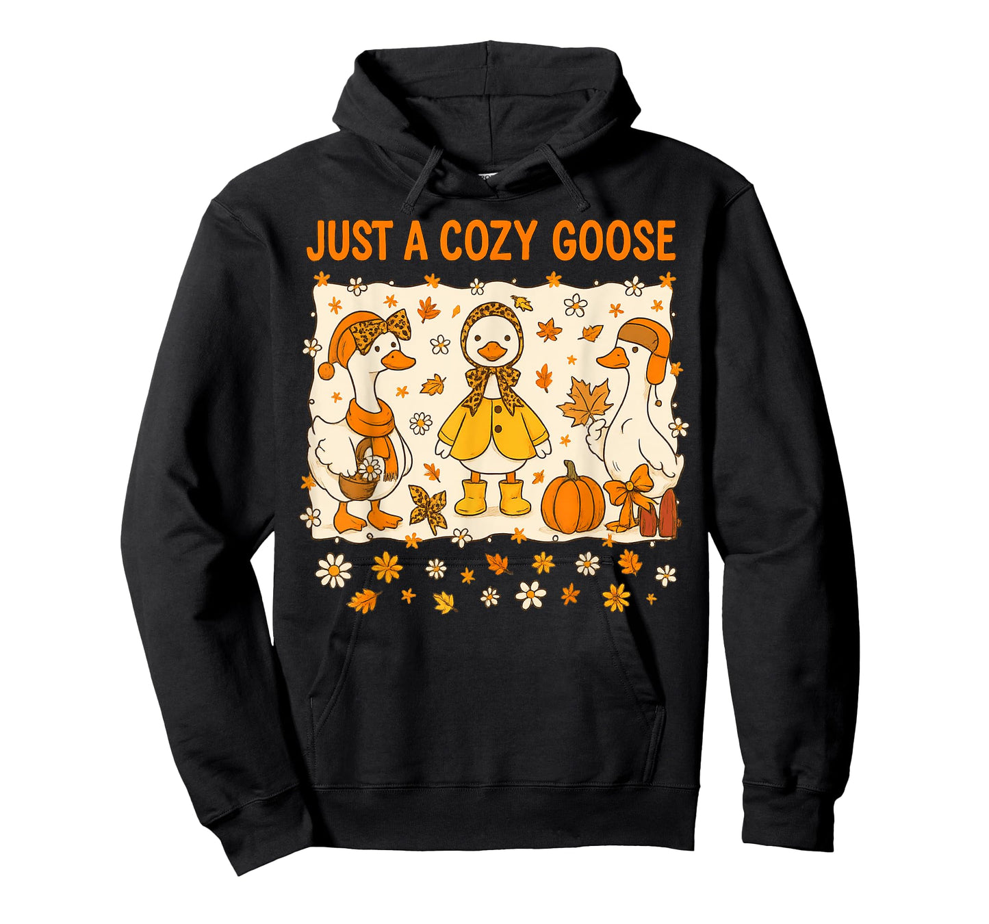 Just A Cozy Goose Funny Meme Thanksgiving Autumn Fall Leaves T-Shirt