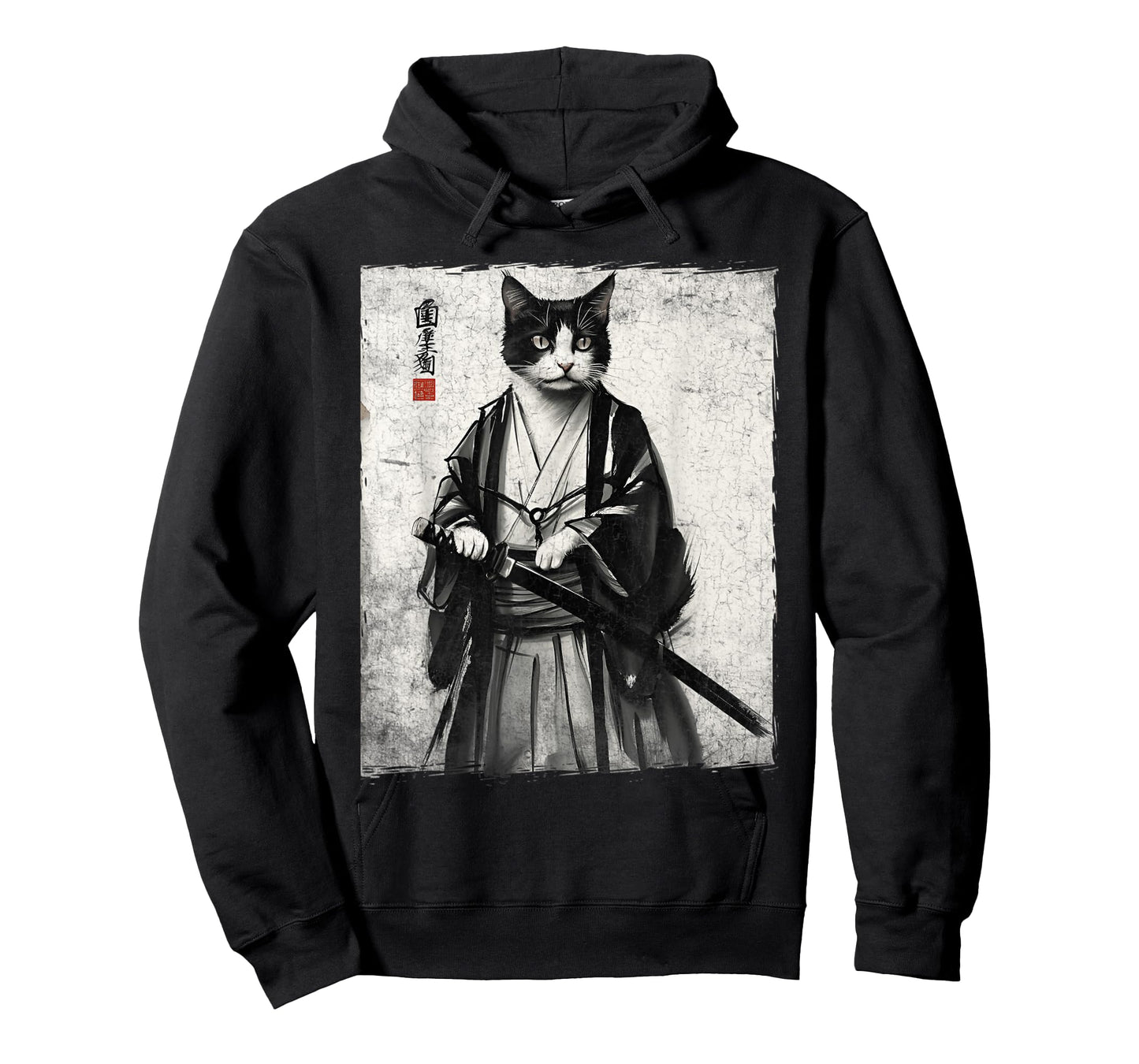 Samurai Cat Ukiyo-e Warrior Art Vintage Ninja Cat Graphic T-Shirt