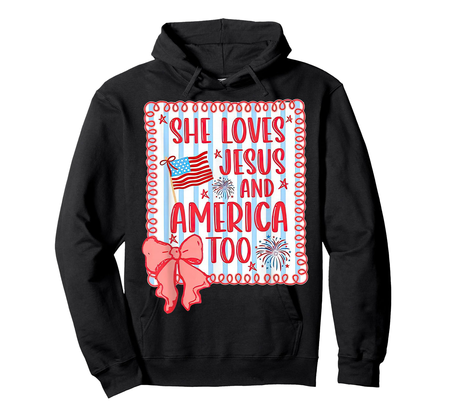 She loves Jesus and America too faith flag fireworks bow T-Shirt