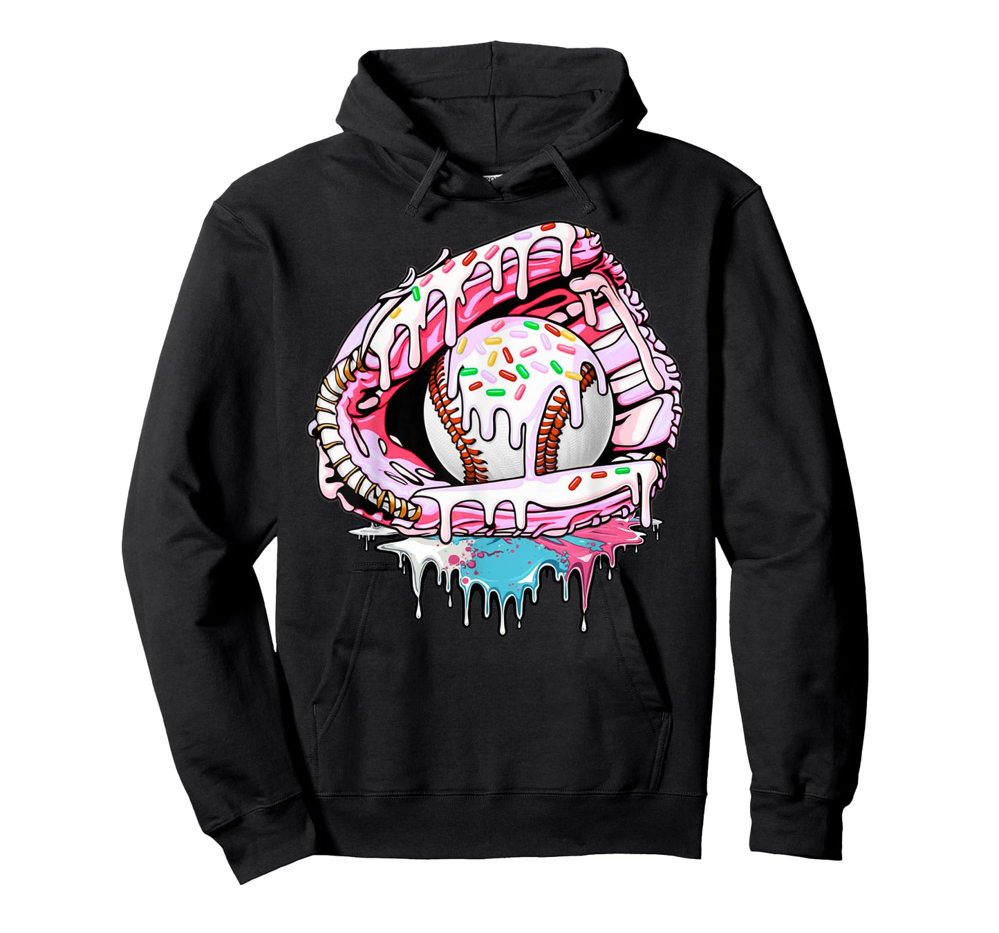Baseball Ice Cream Drip Sprinkles Softball Glove T-Shirt