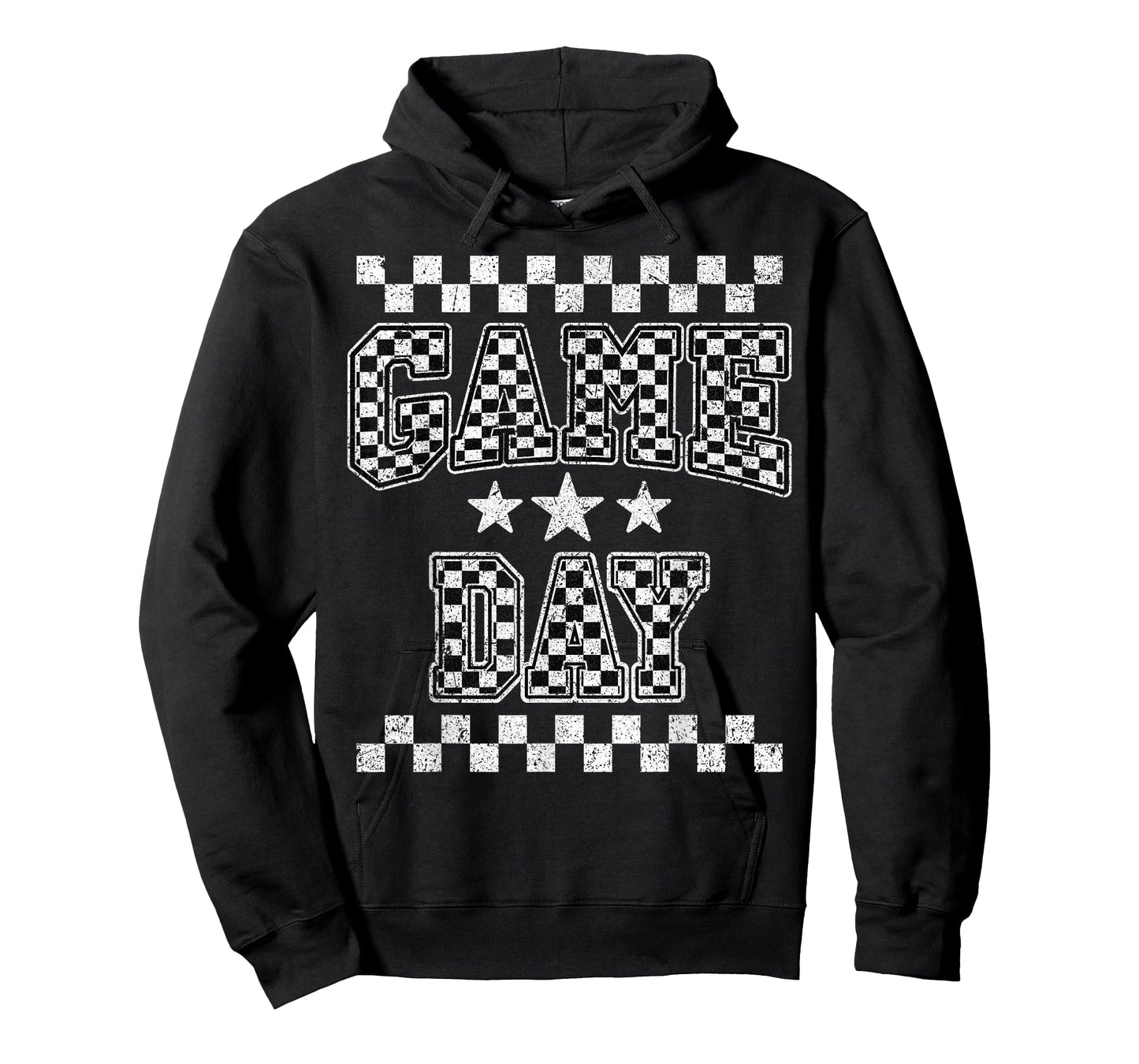 Retro Black White Football Season Checkered Game Day T-Shirt
