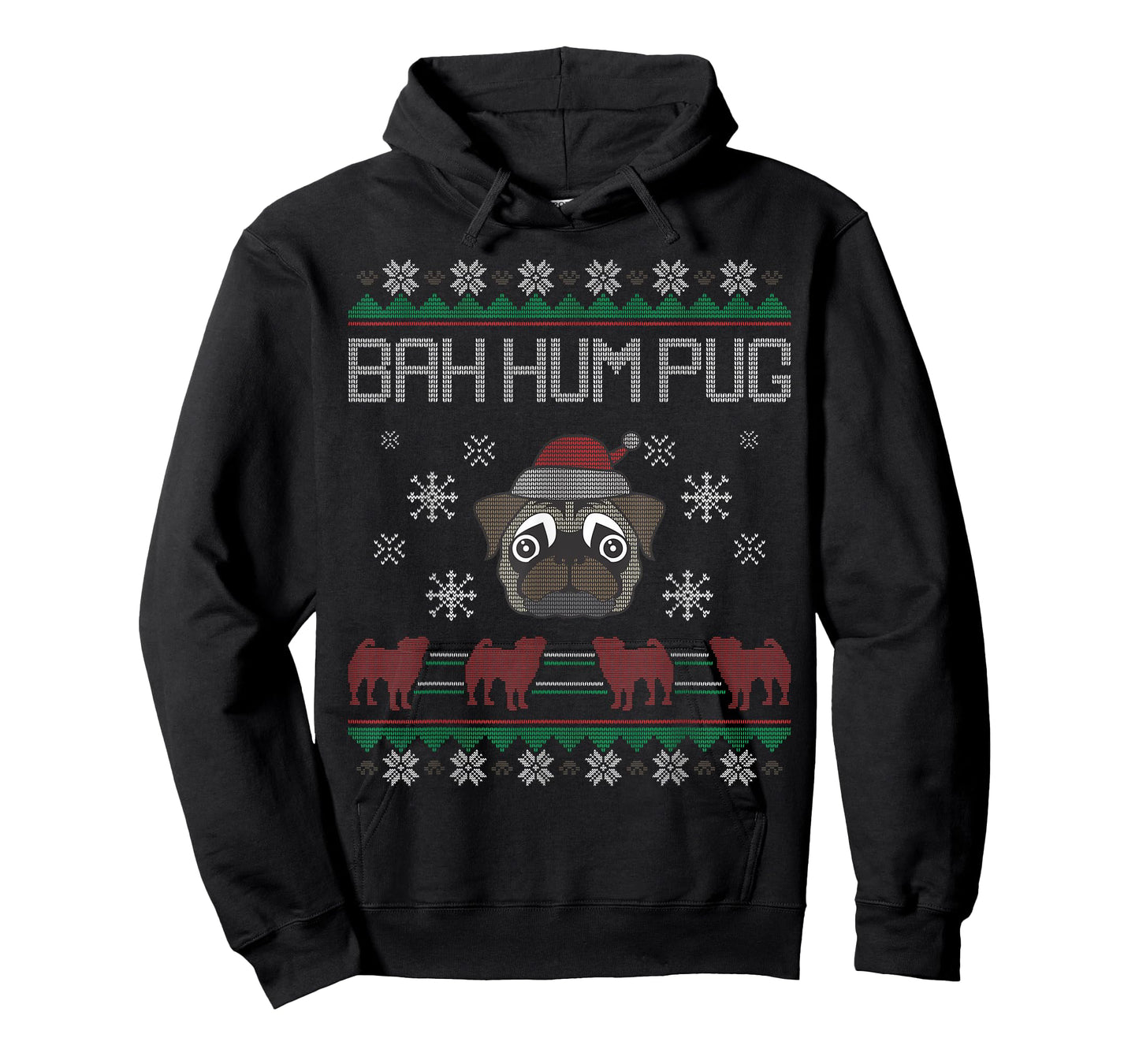 Ba Hum Pug Pugly Pug Santa Claus Dog Ugly Christmas Sweater T-Shirt