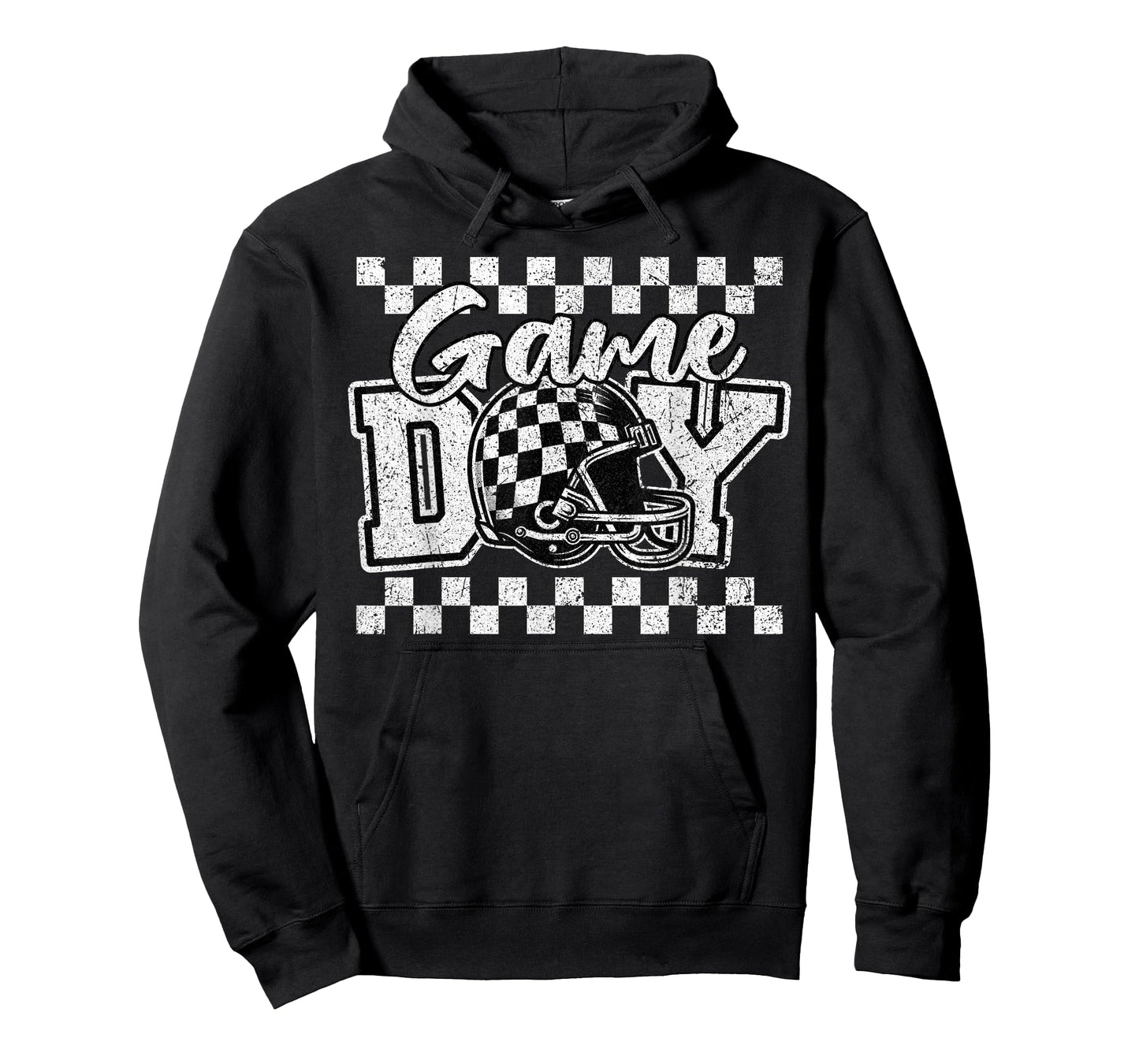 Retro Croquette Black White Checkered Football Game Day T-Shirt