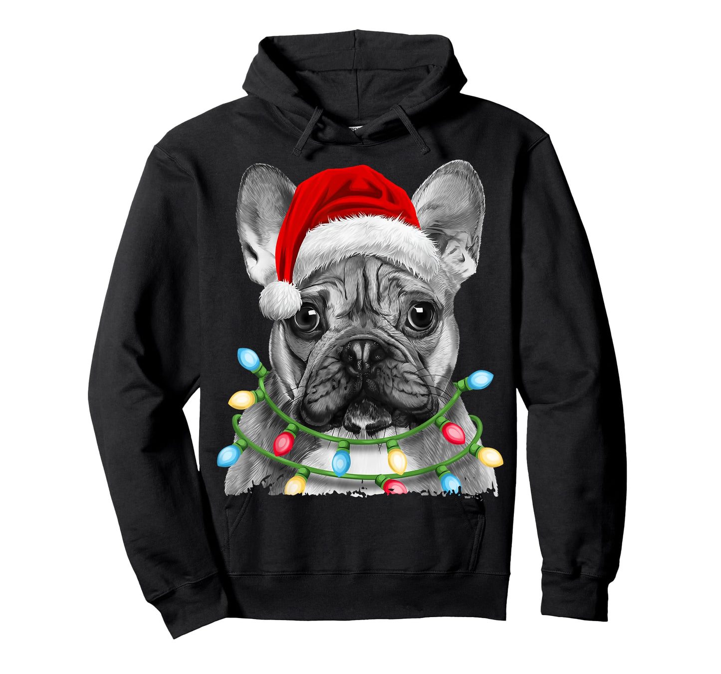 French Bulldog Santa Christmas Tree Lights Xmas Boys Dog T-Shirt