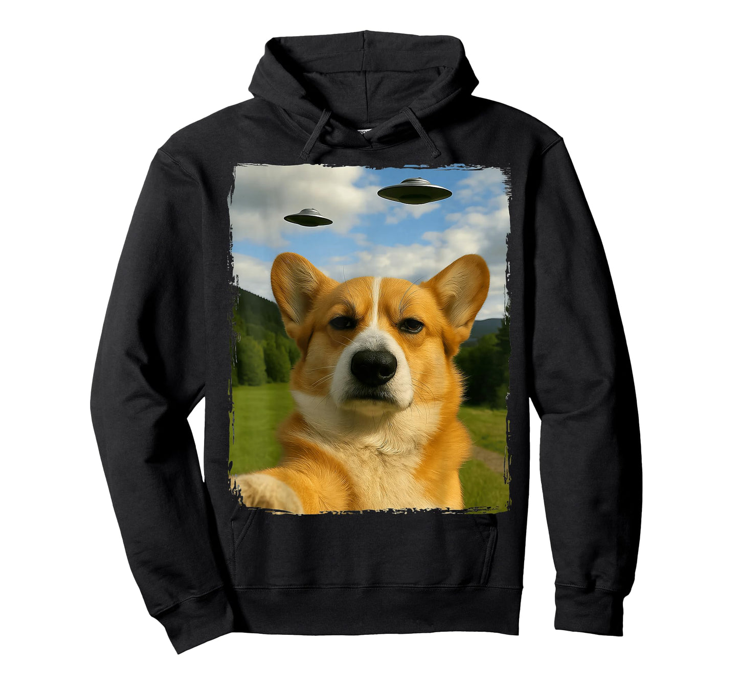 Annoyed Corgi UFO Selfie T-Shirt