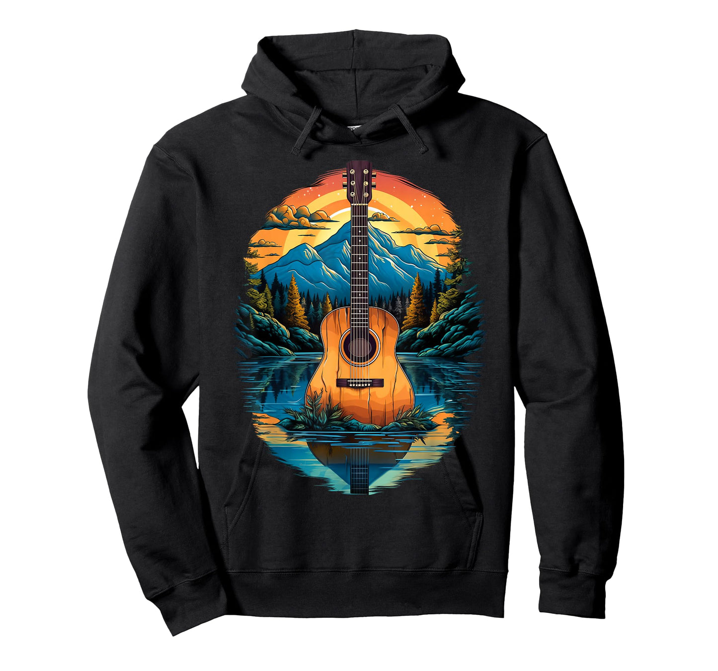Acoustic Guitar Sunset By The Lake T-Shirt