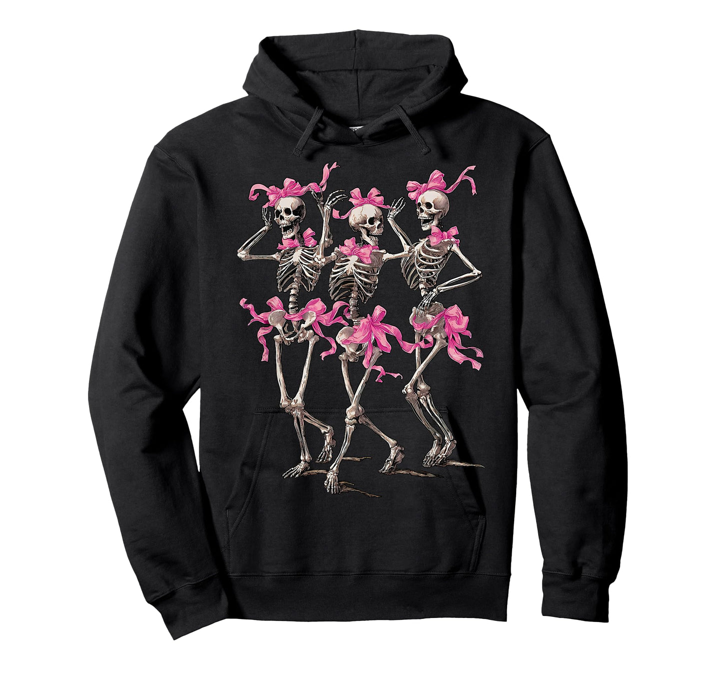 Dancing Skeleton Coquette Pink Bow Halloween Spooky Season T-Shirt
