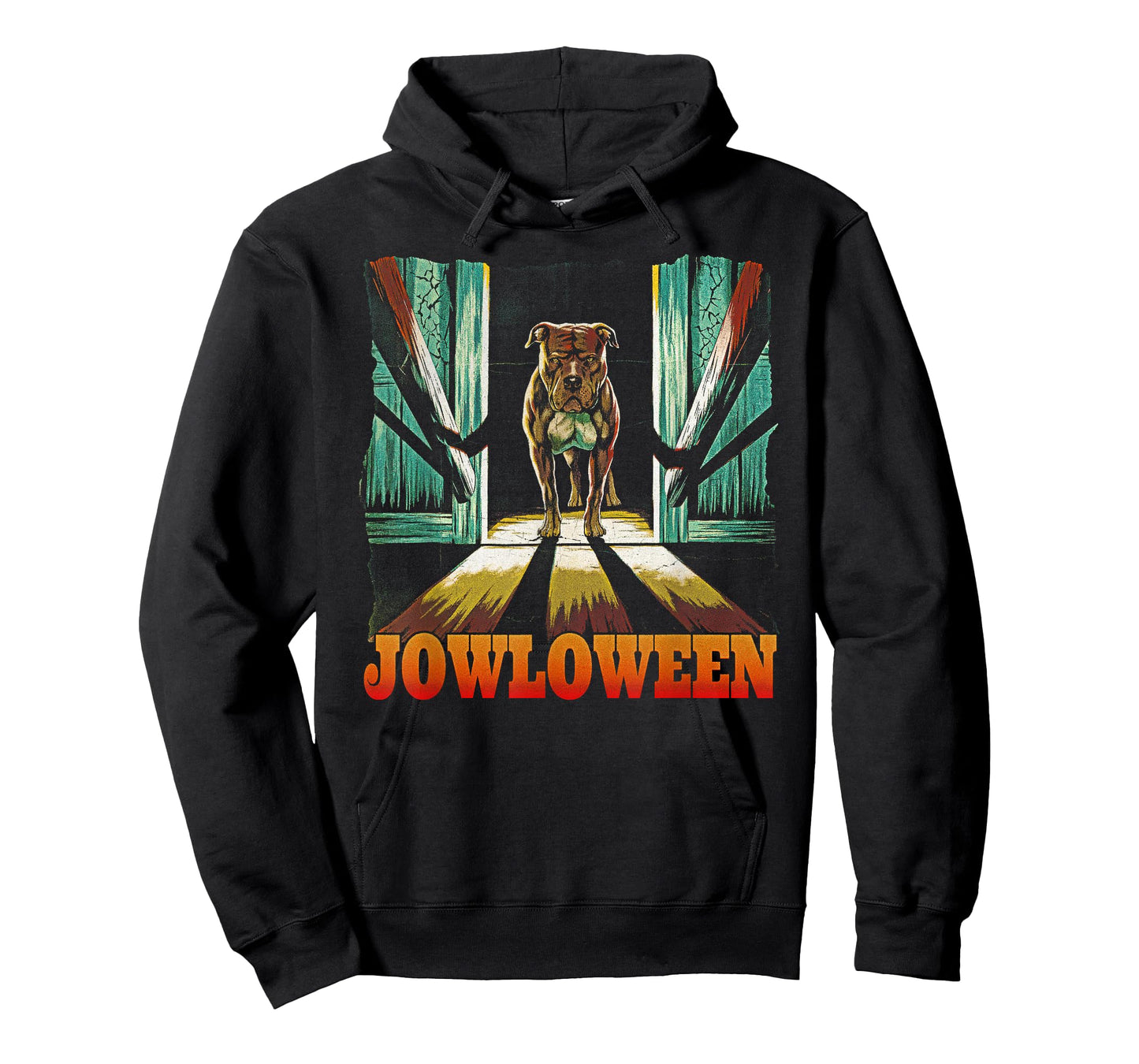 Funny Pitbull Jowls Spooky Halloween Pittie Dog Mom Dog Dad T-Shirt for Men Women