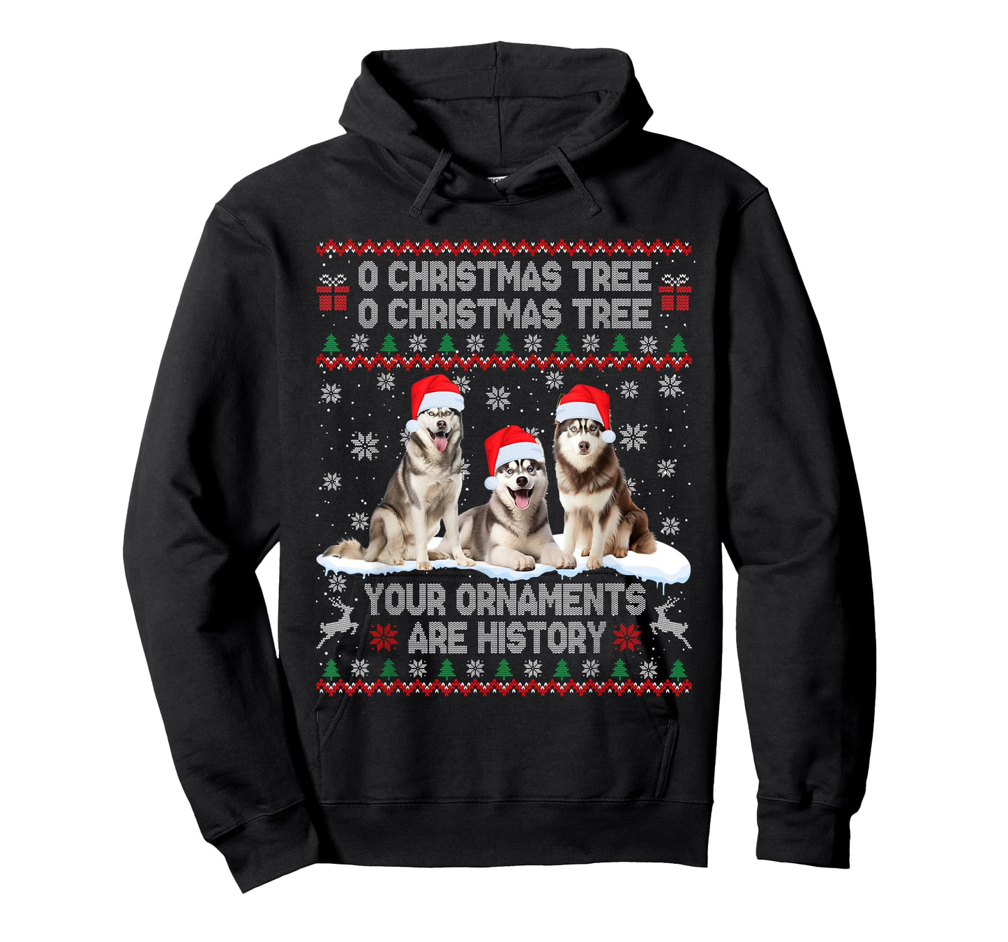 Siberian Husky Dog Ugly Sweater Christmas Light Xmas Pajama T-Shirt