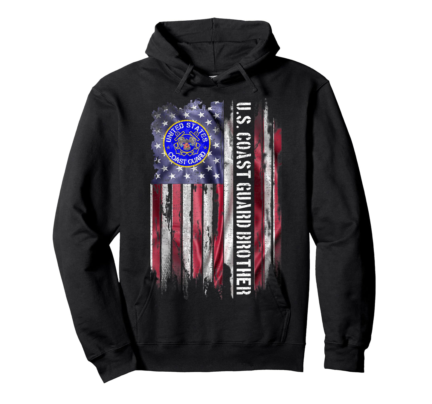 Vintage USA American Flag Proud US Coast Guard Brother Funny T-Shirt