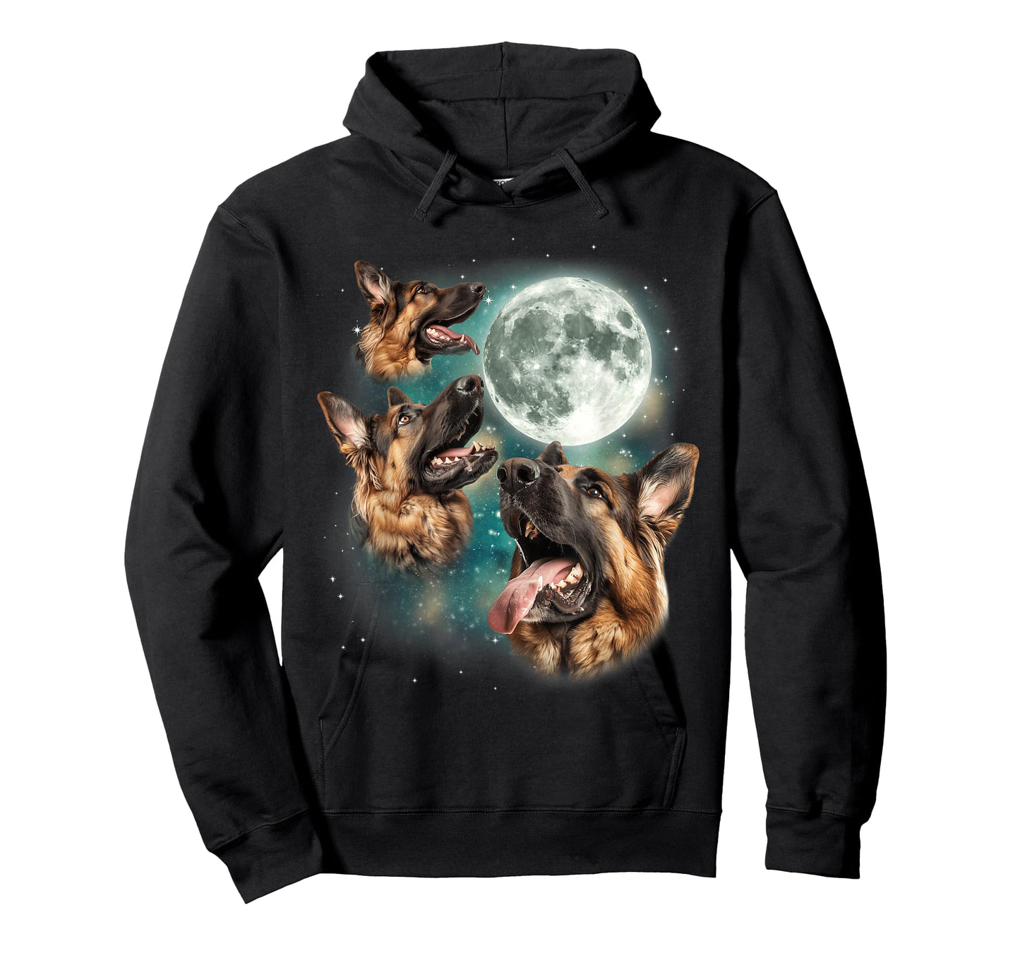 Three German Shepherd Moon | Funny Howling Dogs Canine Meme T-Shirt