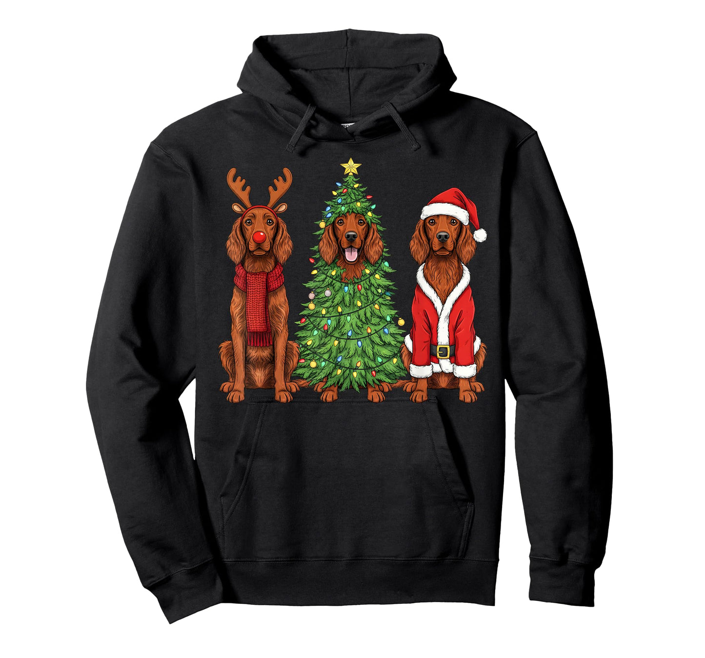 Retro Christmas Irish Setter Santa Reindeer Dog Lover T-Shirt
