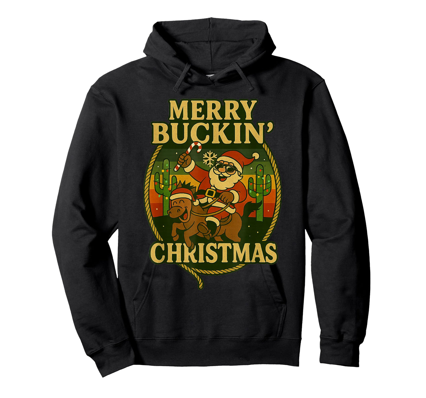 Merry Buckin’ Funny Christmas Rodeo Cowboy Santa Riding T-Shirt
