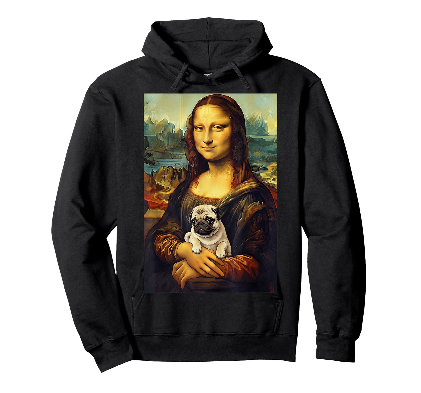 Mona Lisa Holding Pug Vintage Renaissance Art Dog Lover T-Shirt
