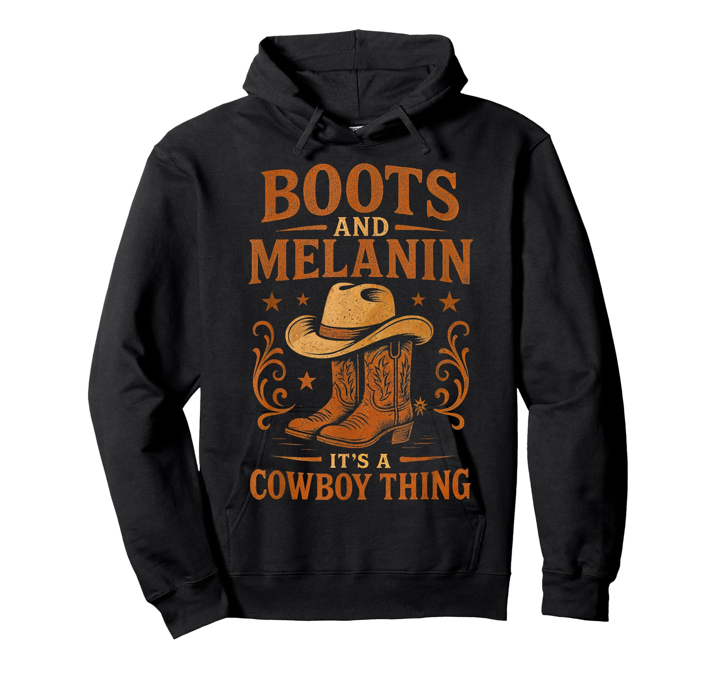Western Country Texas Rodeo Black Cowboy Boots and Melanin T-Shirt