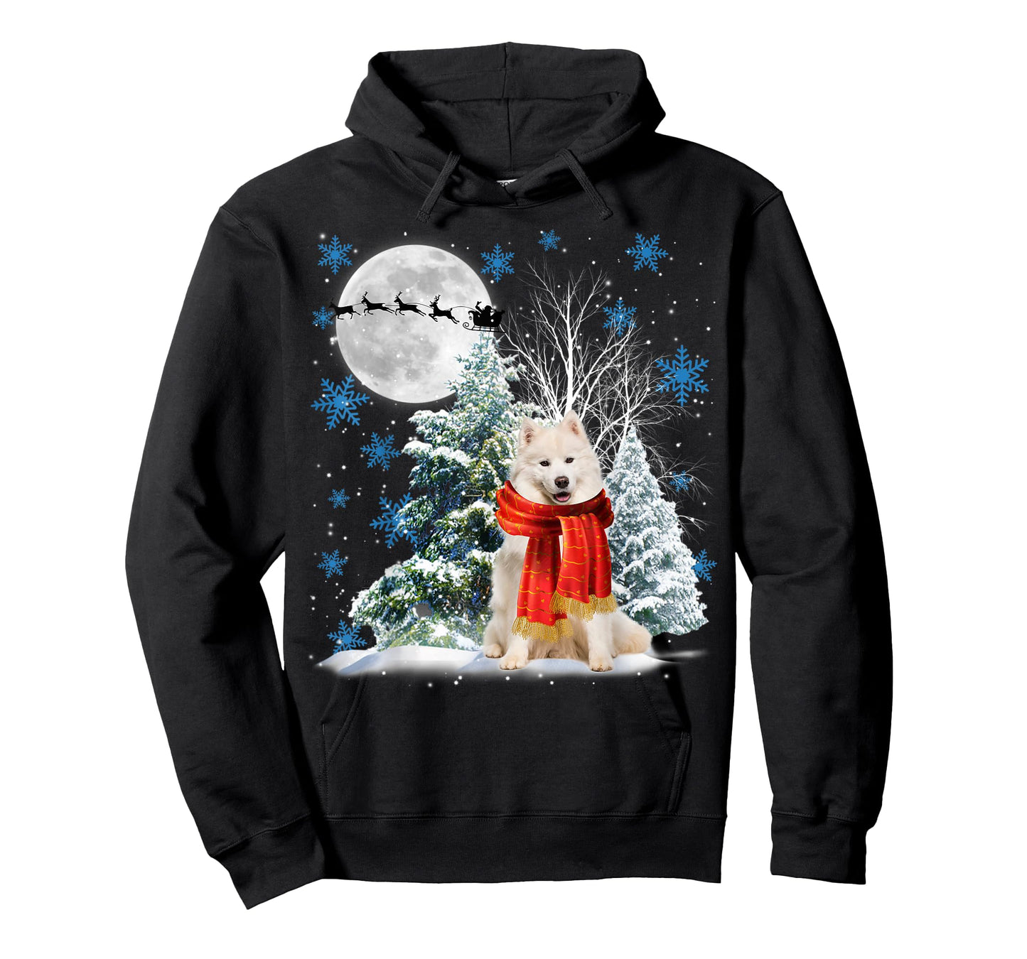 Samoyed Under Moonlight Snow Christmas Pajama T-Shirt