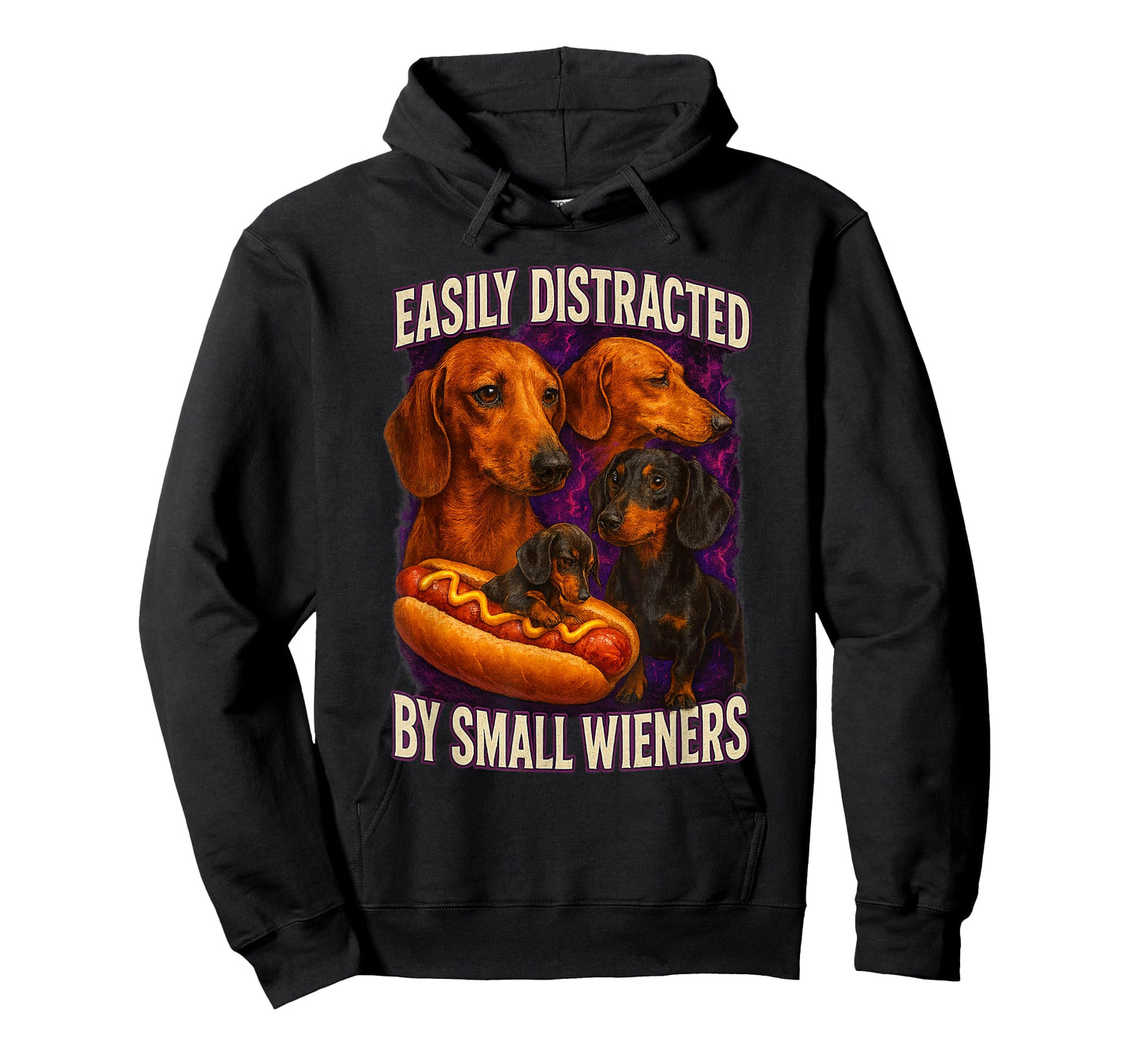 Easily Distracted by Small Wieners Funny Offensive Dachshund T-Shirt