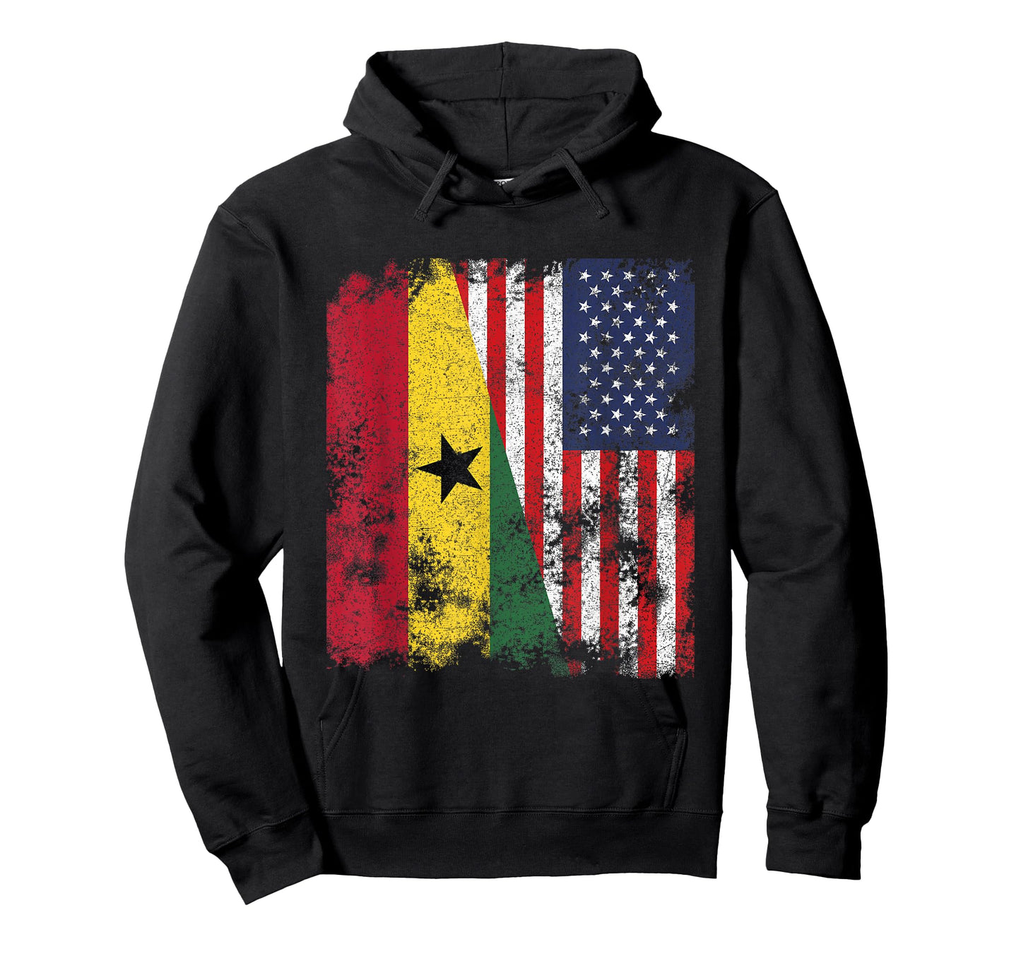 Ghana USA Flag Distressed - Half American T-Shirt