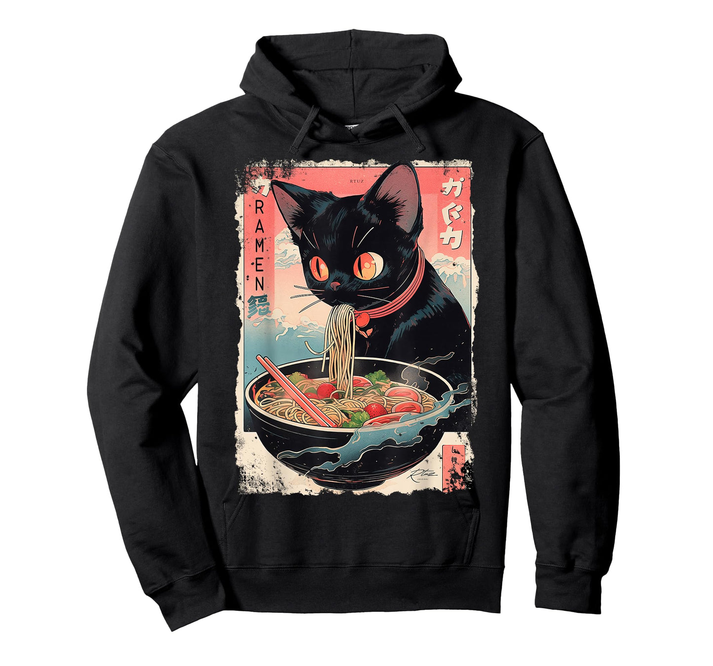 Ramen Noodles Cat Japan Y2K Kawaii Retro Cats Manga Anime T-Shirt